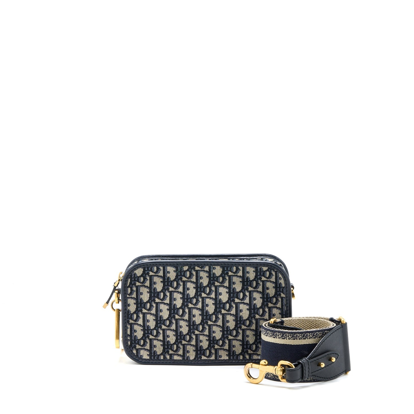 Dior quake Pouch Oblique With An Extra Strap Canvas Blue Travel Bag