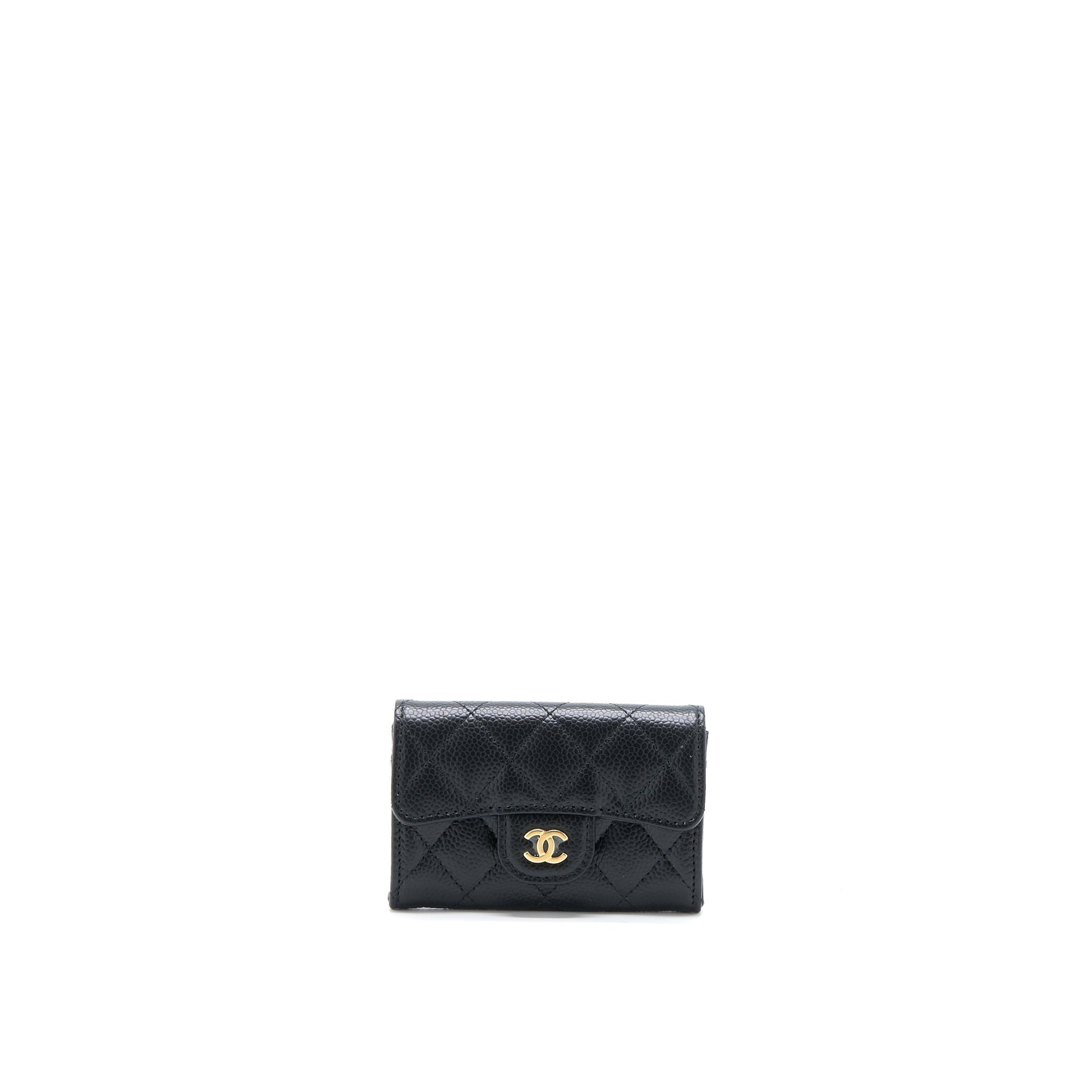 Chanel Classic Flap Card Holder Caviar GHW Black Wallet Case Ghw 2