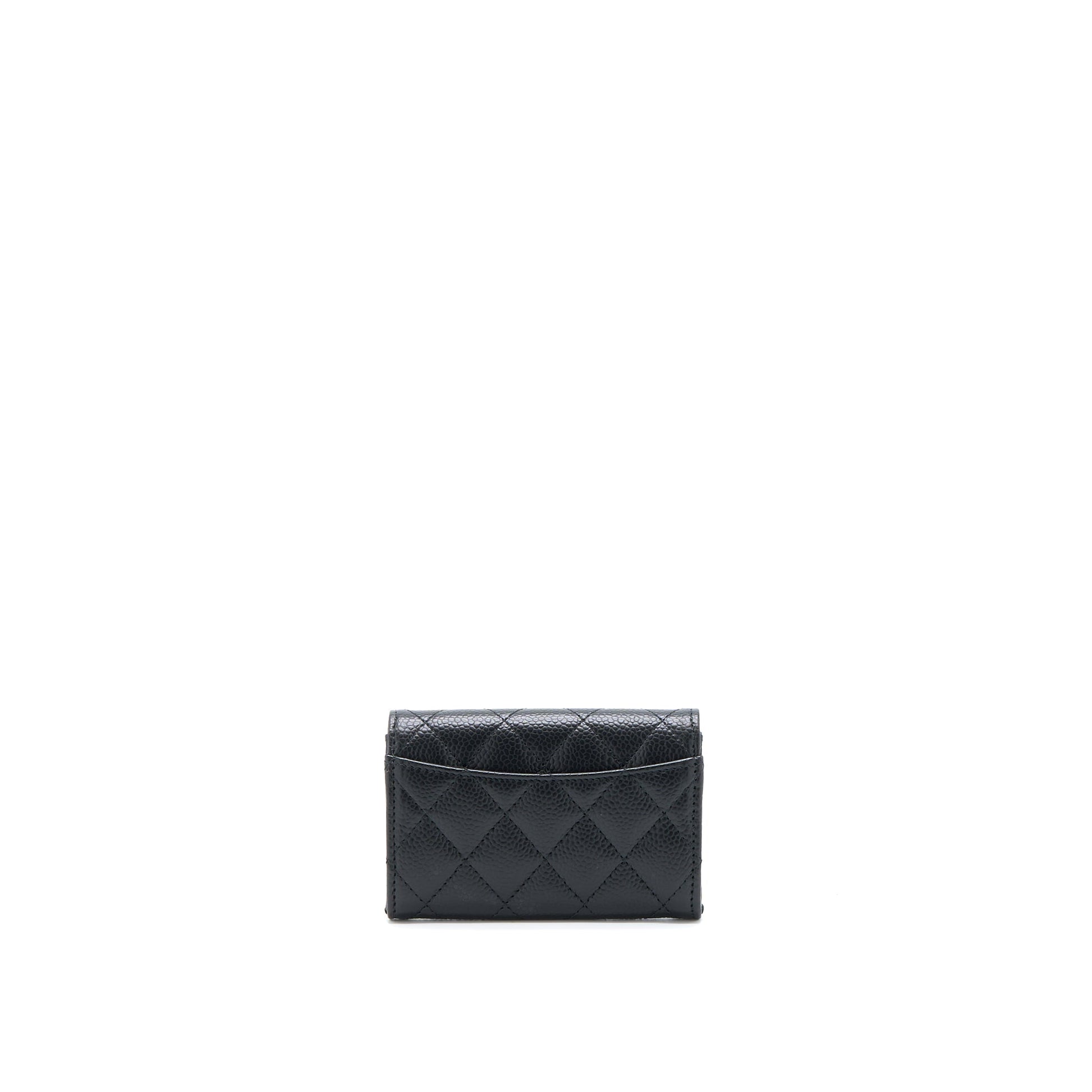 Chanel Classic Flap Card Holder Caviar GHW Black Wallet Case Microchip 1