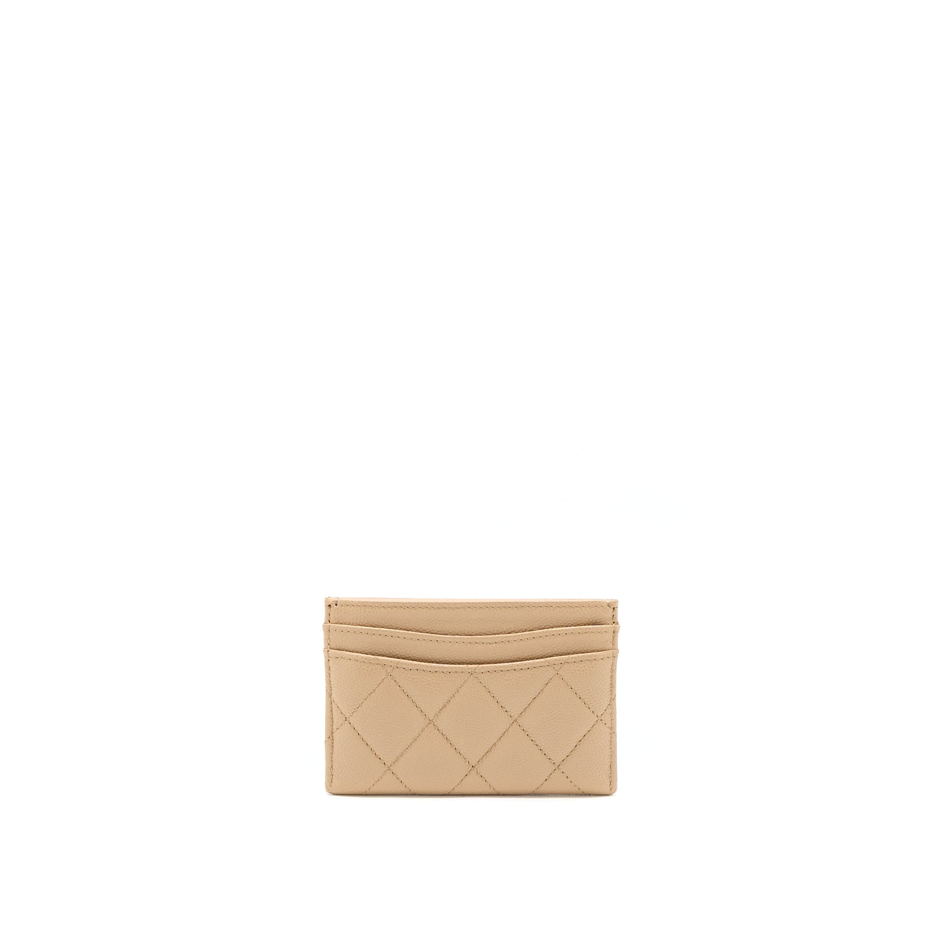 Chanel Classic Card Holder Caviar Dark GHW Beige Wallet Case