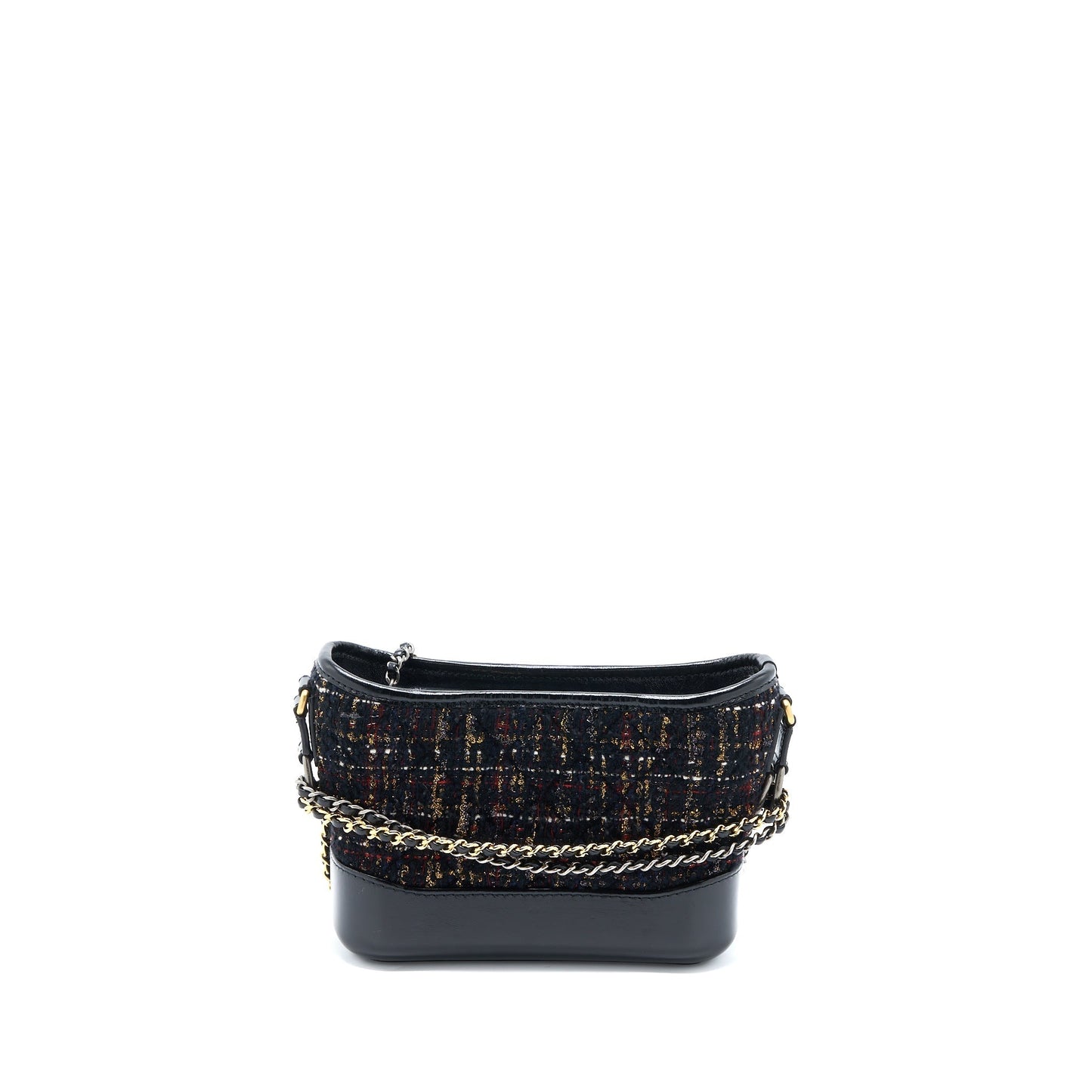 Chanel Gabrielle Hobo Tweed Hardware Multicolour Black Small Leather Shoulder Bag