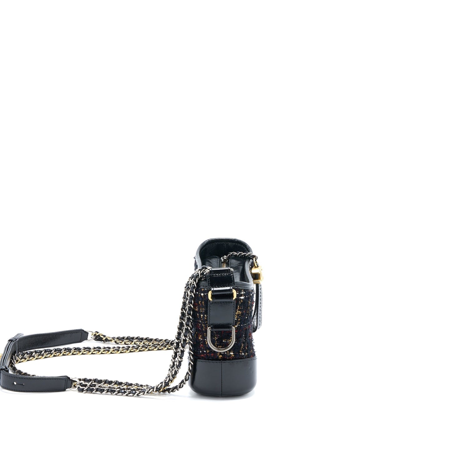 Chanel Gabrielle Hobo Tweed Hardware Multicolour Black Small Leather Shoulder Bag