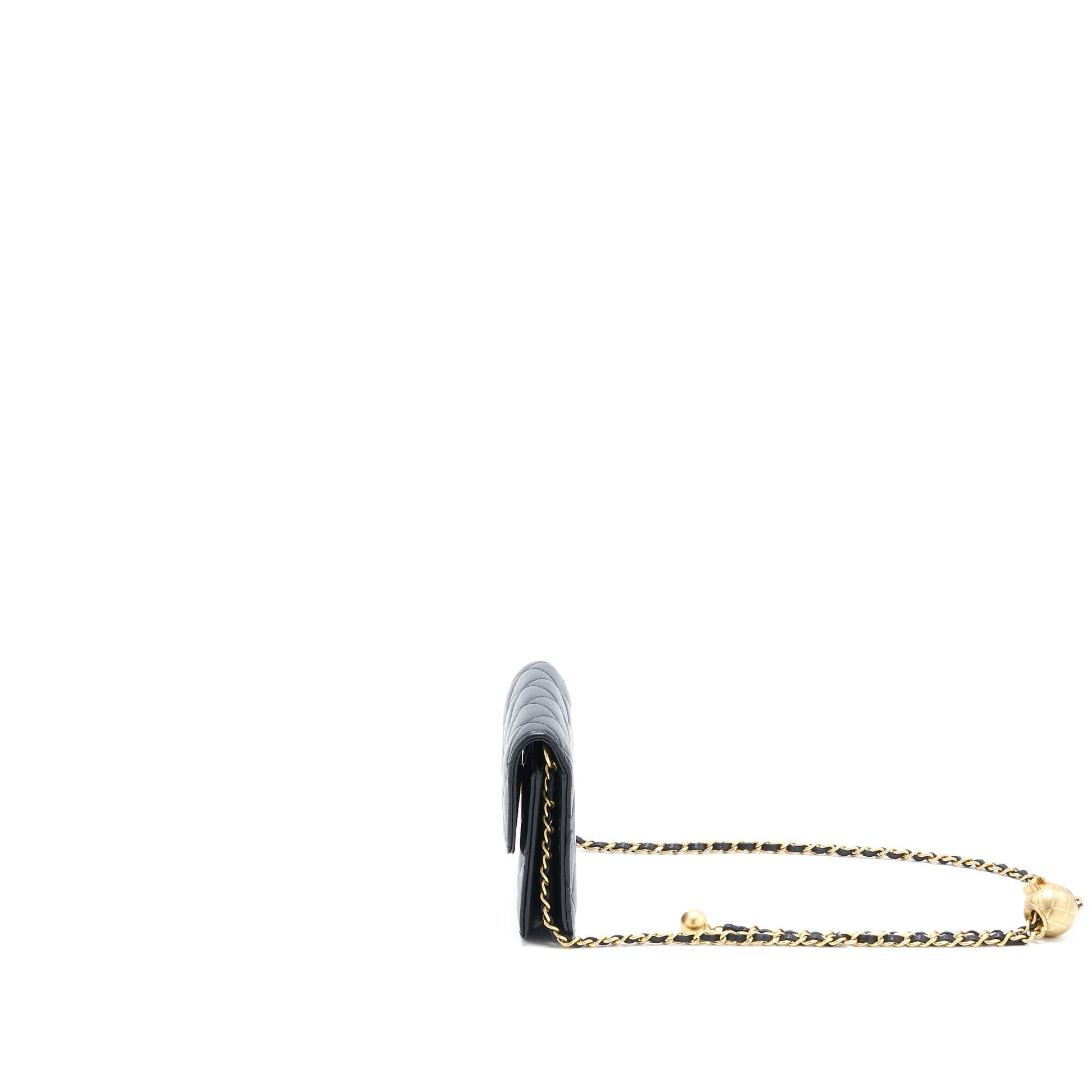 Chanel Pearl Crush Flap Belt Lambskin Brushed Black Ghw 1
