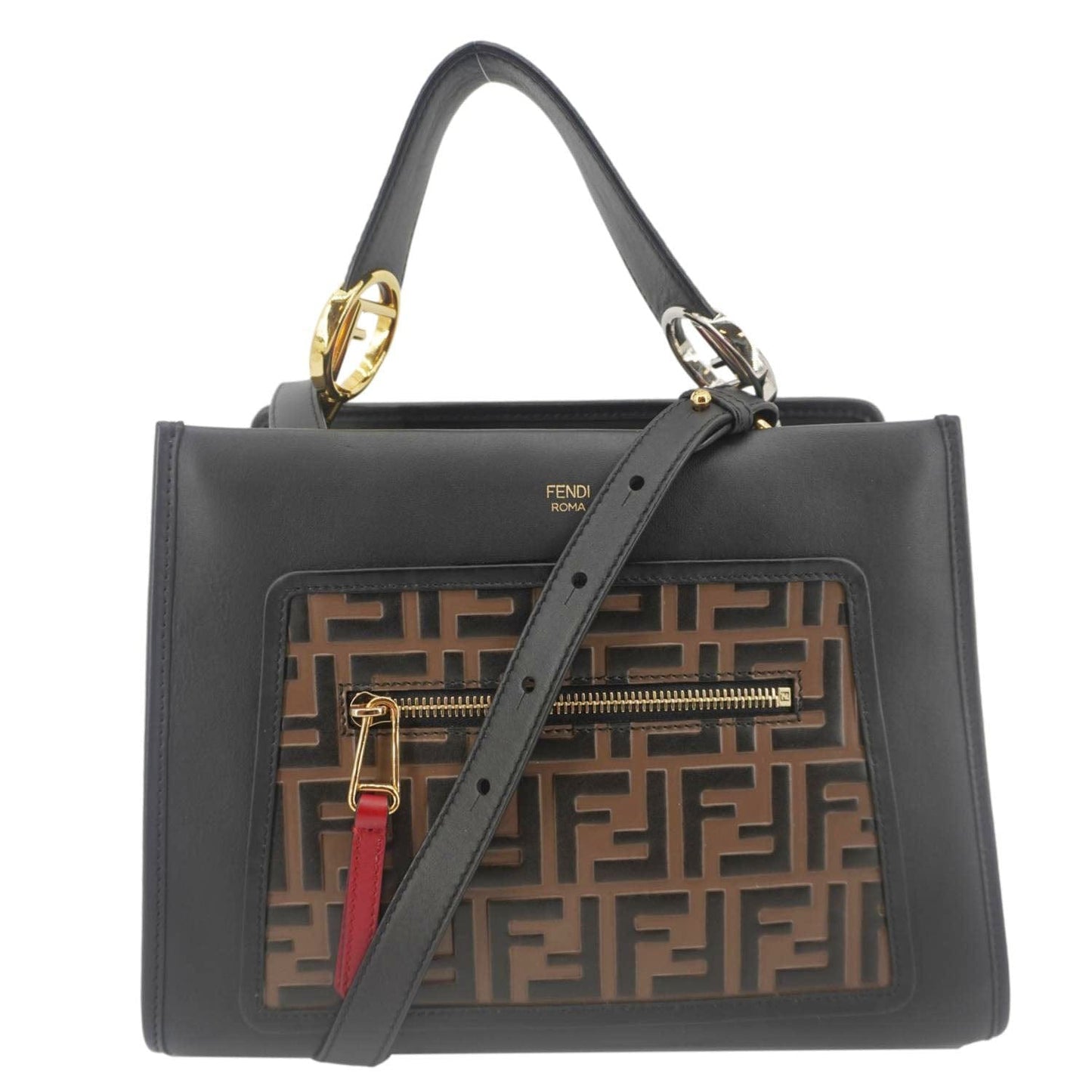 Fendi Runaway Nappa Shoulder Bag Tricolor Leather Logo