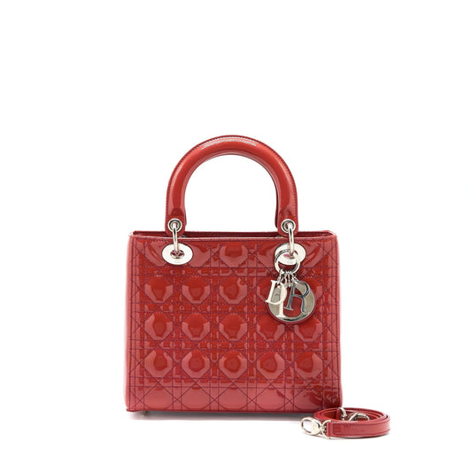 Dior Lady Patent Orange Handbag Medium Travel Bag