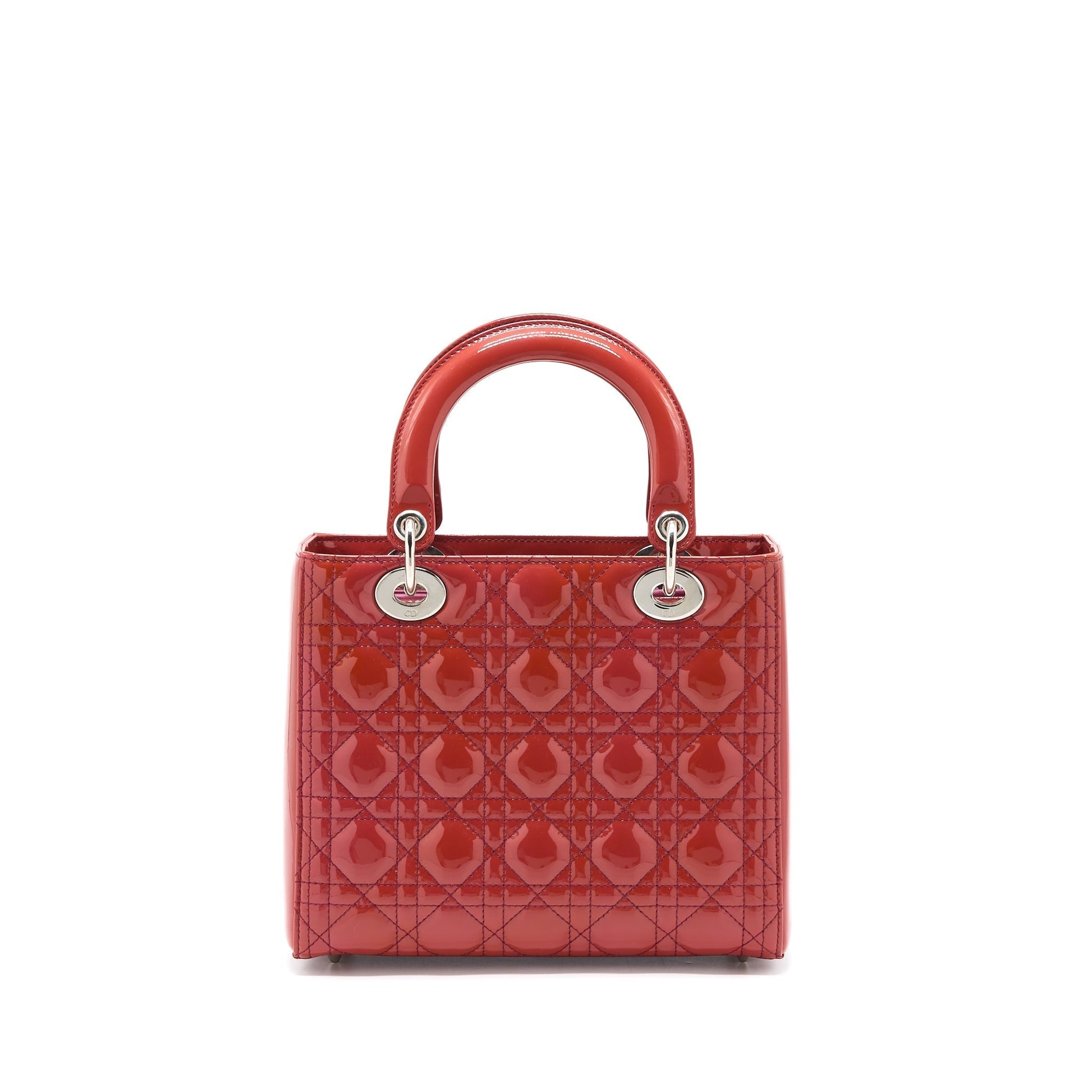 Dior Lady Patent Orange Handbag Medium Travel Bag