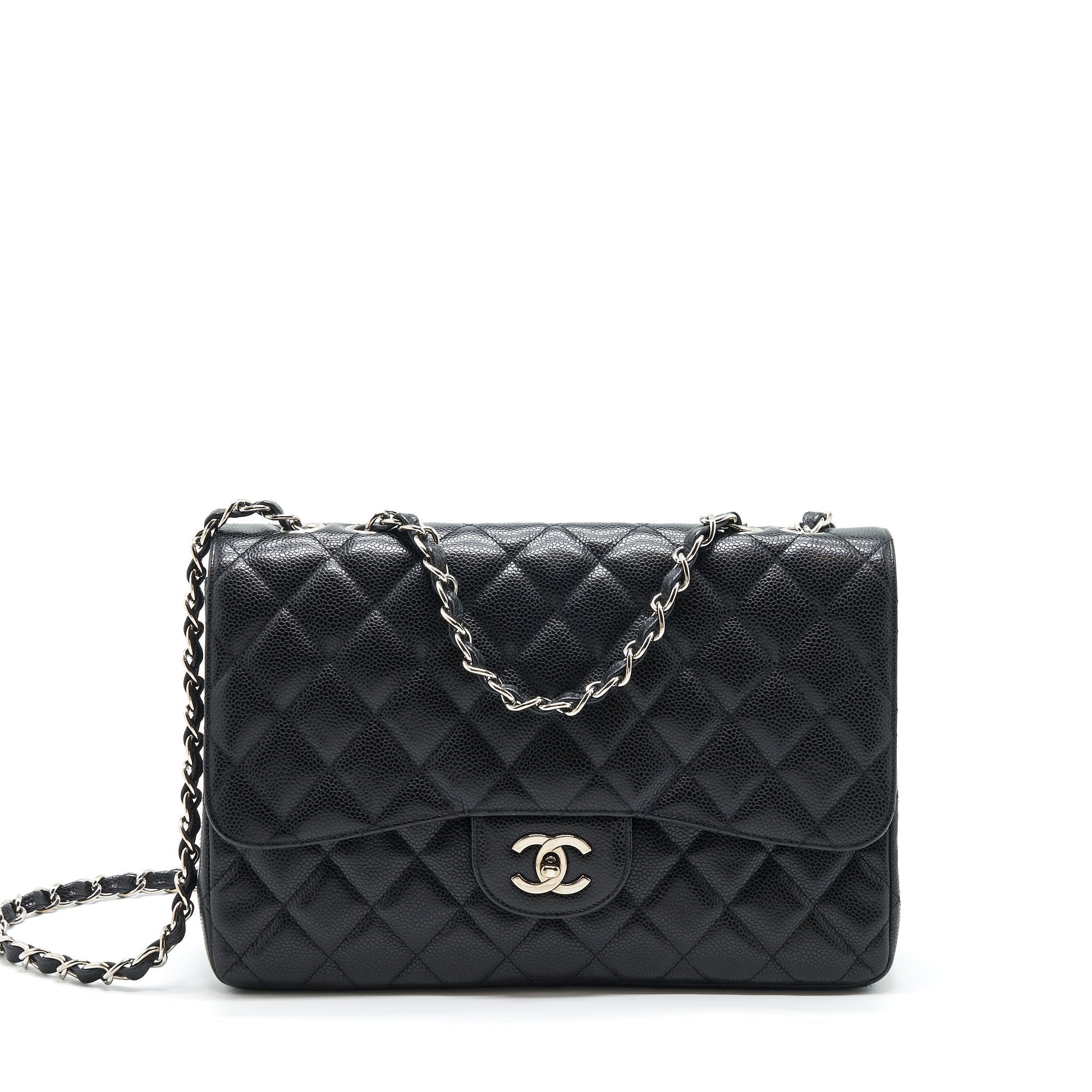 Chanel Jumbo Single Flap Caviar SHW Black Shoulder Bag