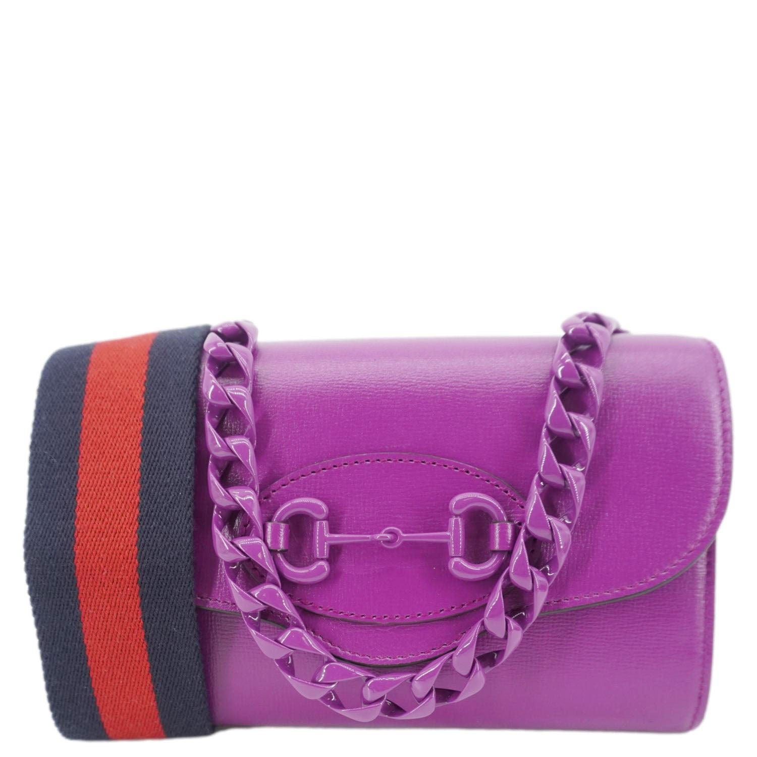 Gucci Horsebit Shoulder Bag Purple Leather Mini Crossbody Bag