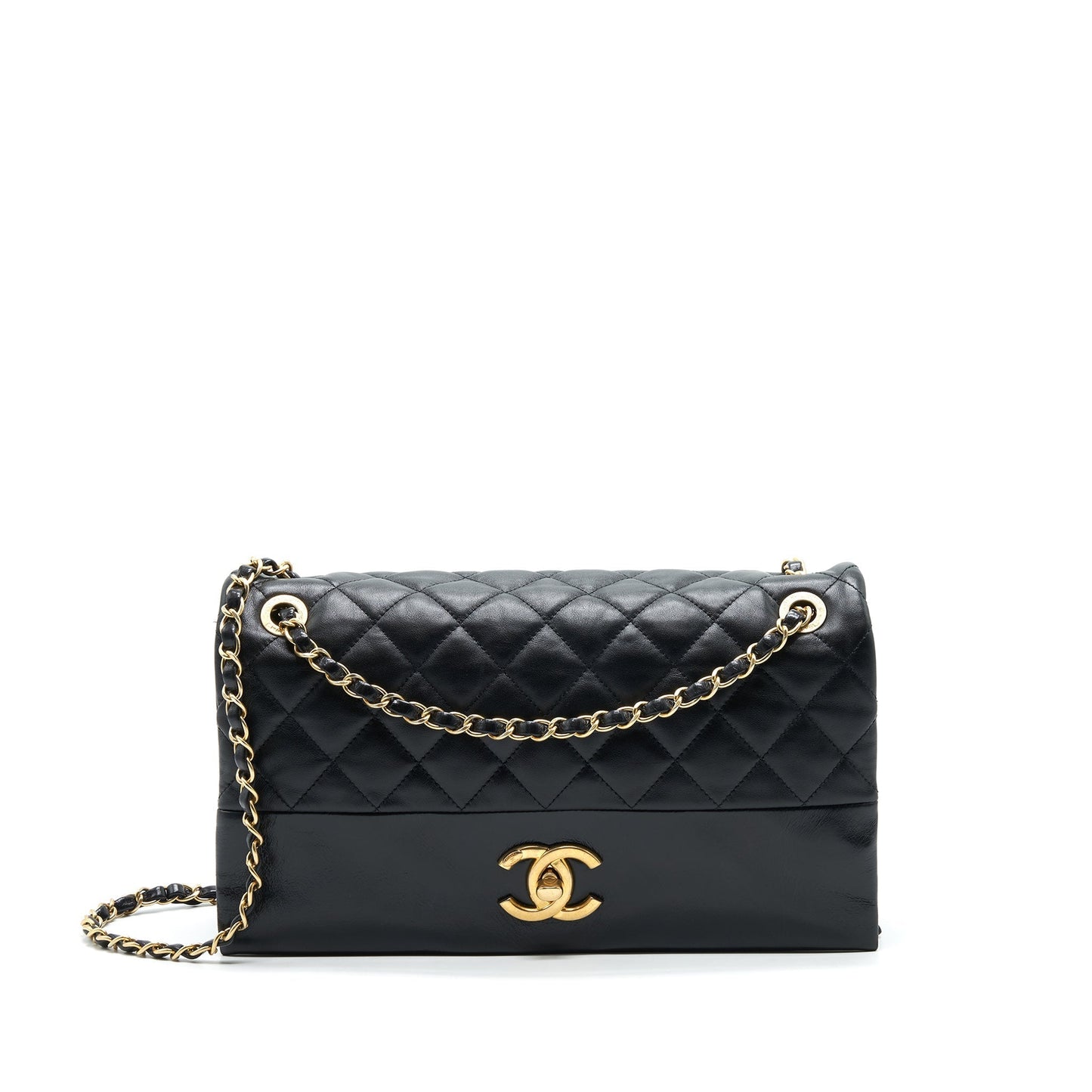 Chanel Single Flap Calfskin GHW Black Shoulder Bag