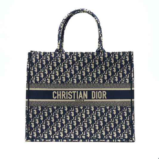 Dior Book Tote Oblique Jacquard Handbag Blue Large Tote Bag