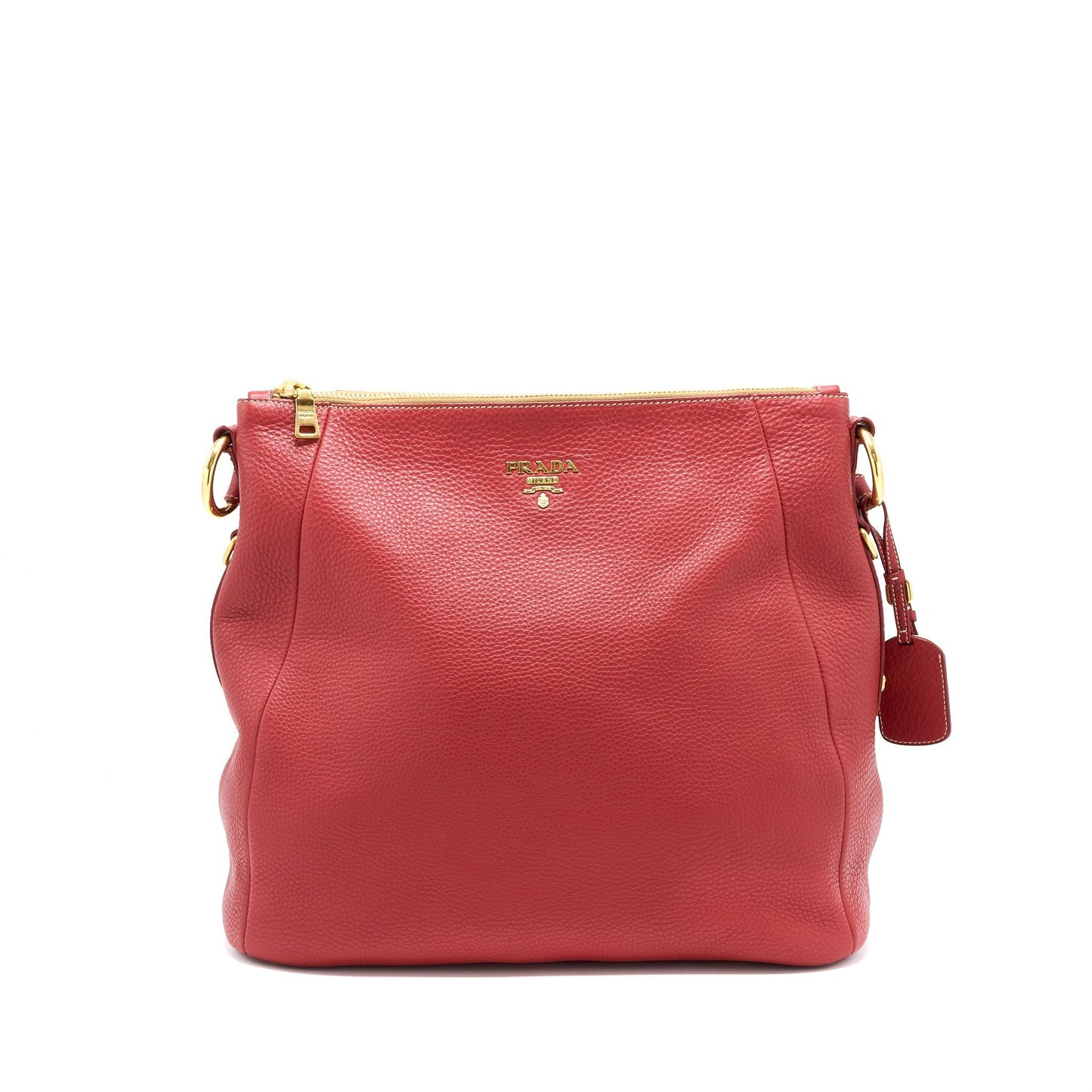 Prada Vitello Daino Purse Calfskin Handbag Red Travel Bag