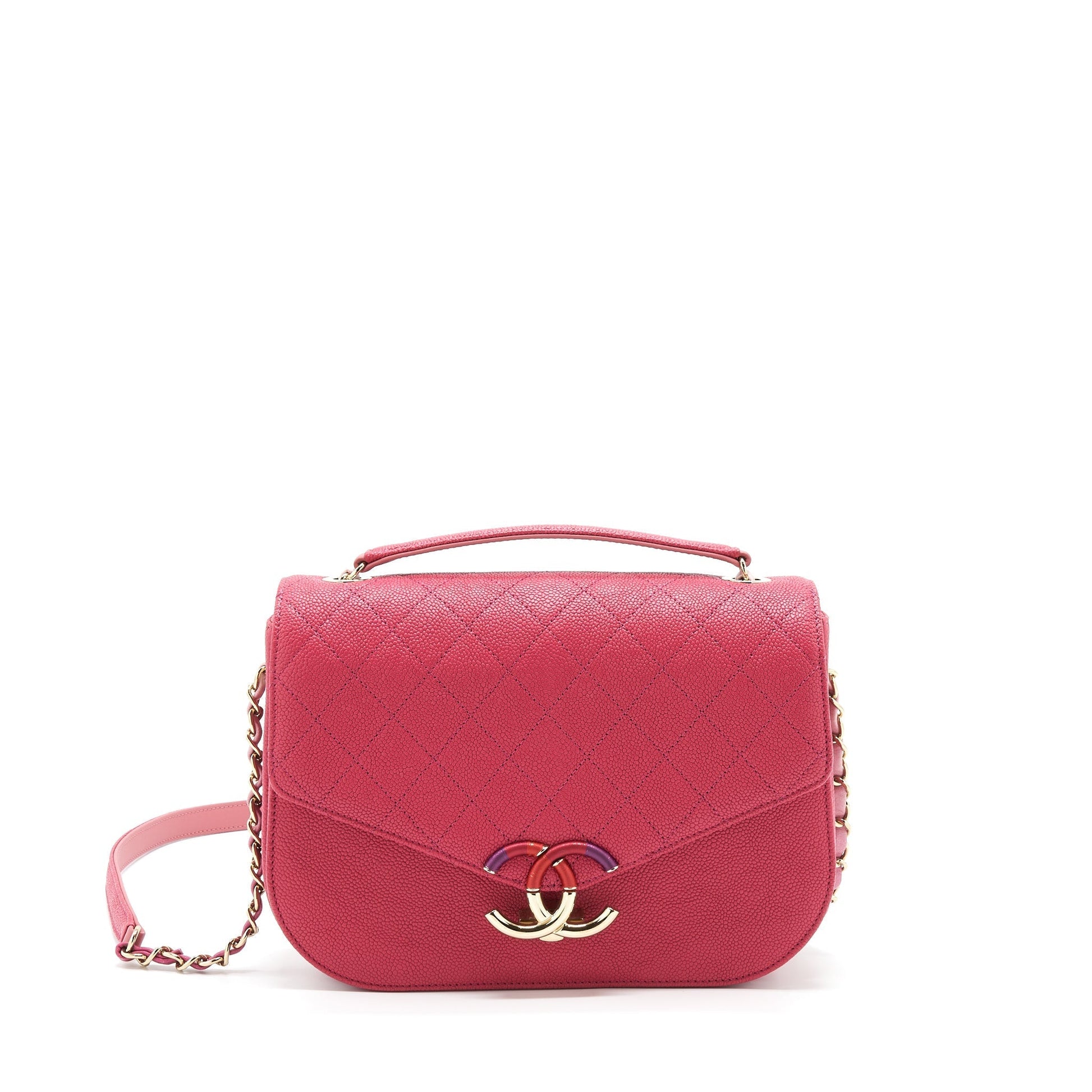 Chanel Seasonal Messenger Caviar LGHW Pink Crossbody Bag