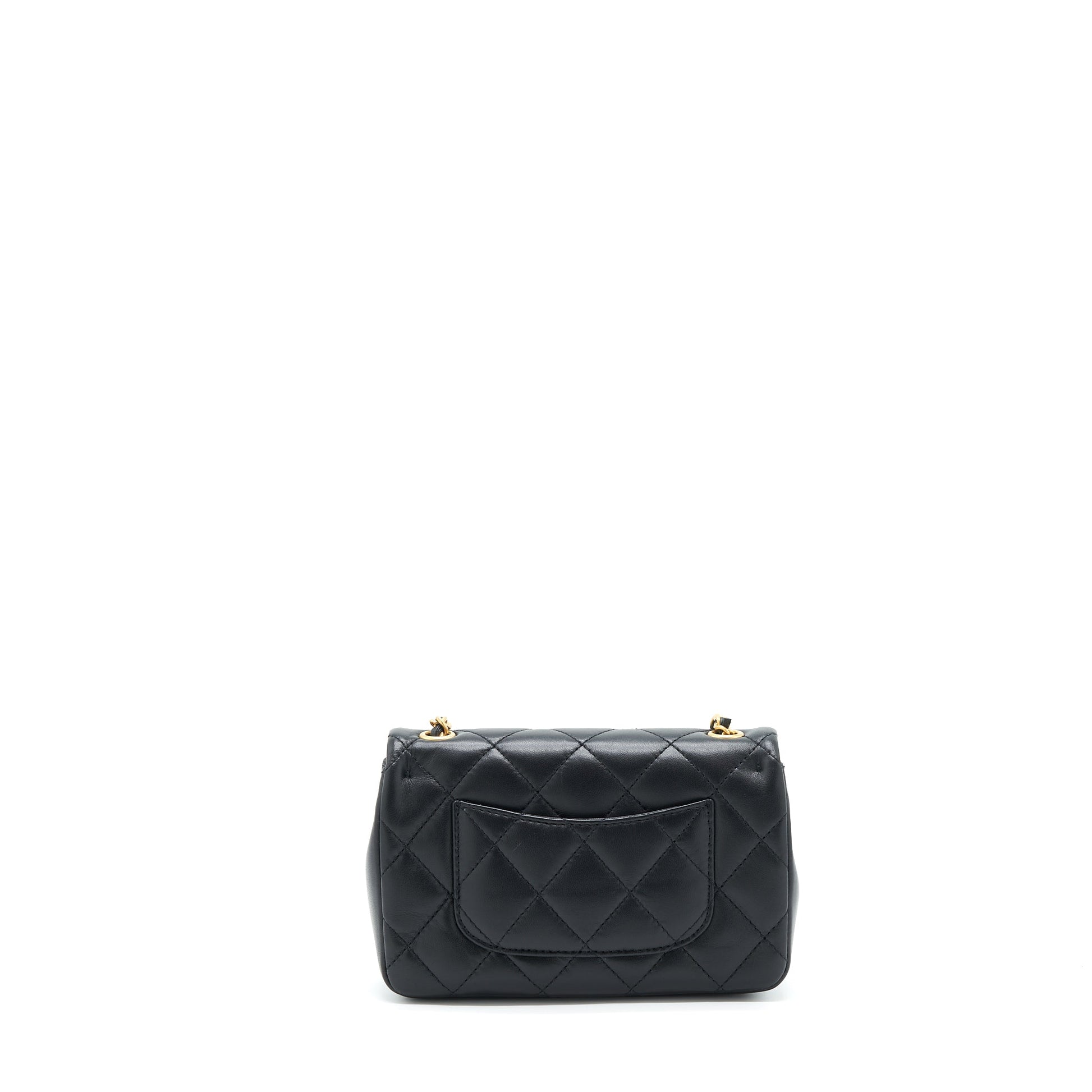 Chanel seasonal Rectangular Flap Heart Charm Lambskin Black Key Chain