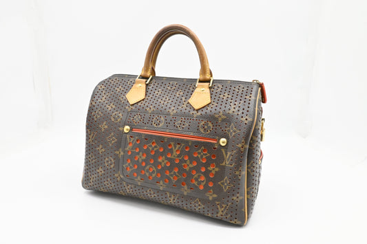 Louis Vuitton Speedy 30 Perforated Monogram Orange Canvas Handbag