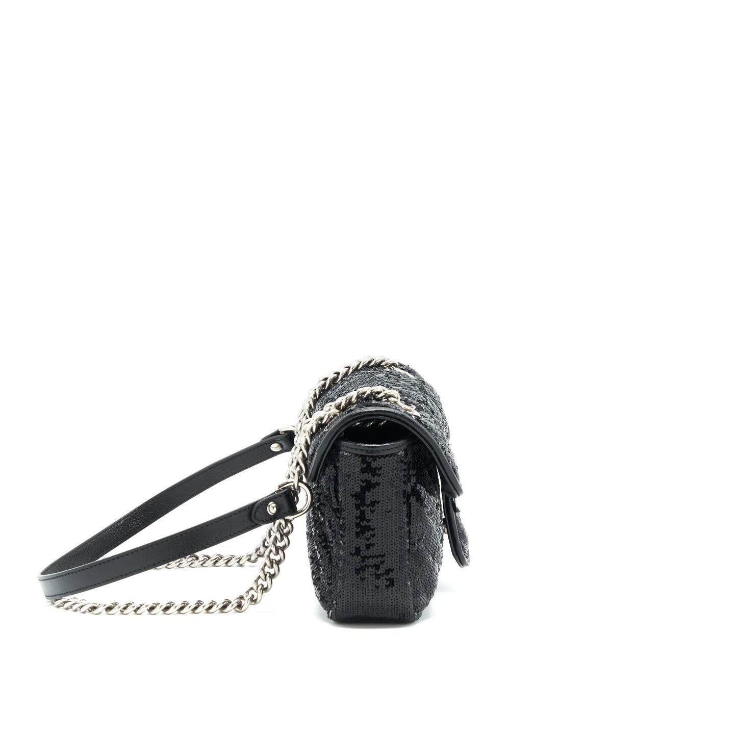 Gucci Marmont Sequin Shoulder Bag Black Mini