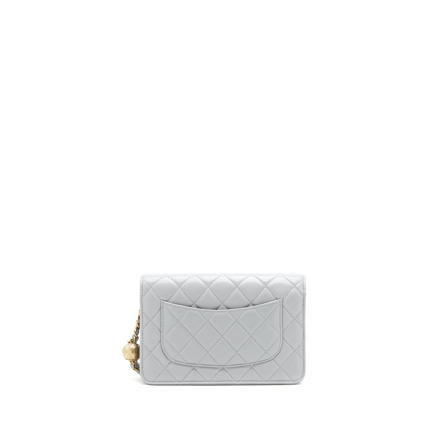 Chanel 21B Pearl Crush On GHW Grey Wallet Case