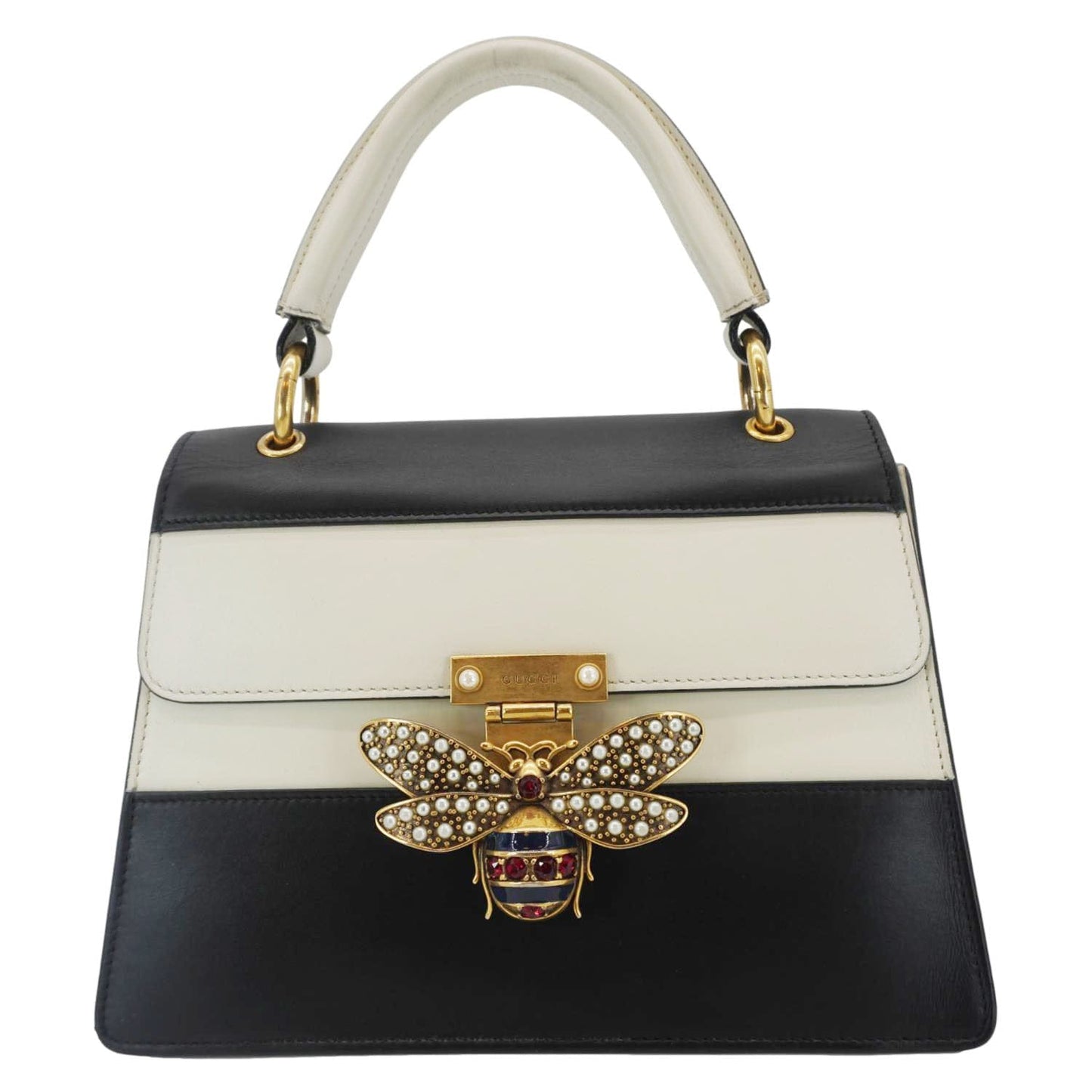 Gucci Queen Margaret Bee Blind For Love Shoulder Leather Black Shoulder Bag