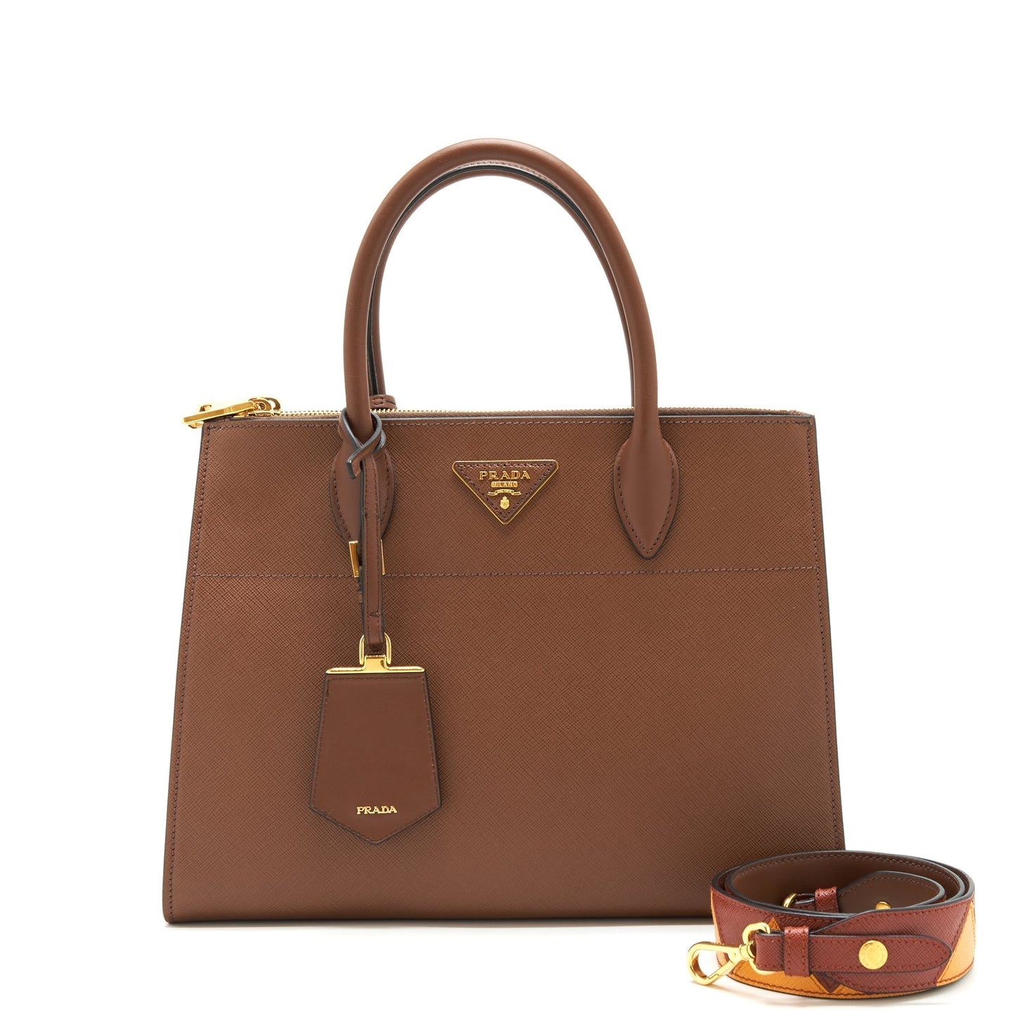 Saffiano Borda Purse Handbag Brown Travel Bag