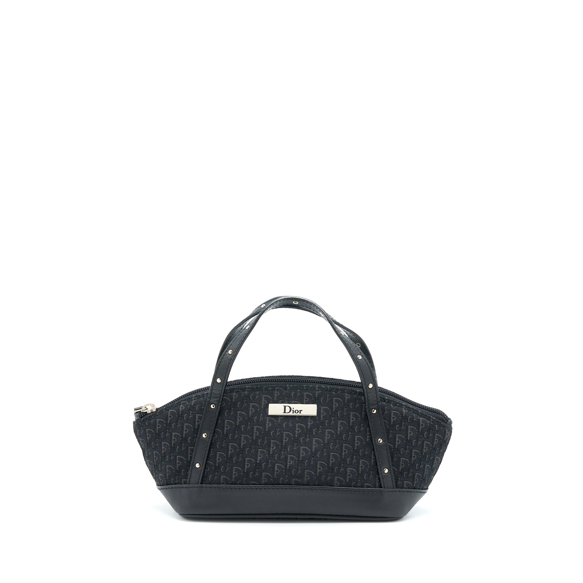 Dior Purse Oblique Handbag Canvas Black Travel Bag