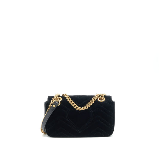 Gucci Marmont Bag Velvet Black Mini Travel Bag