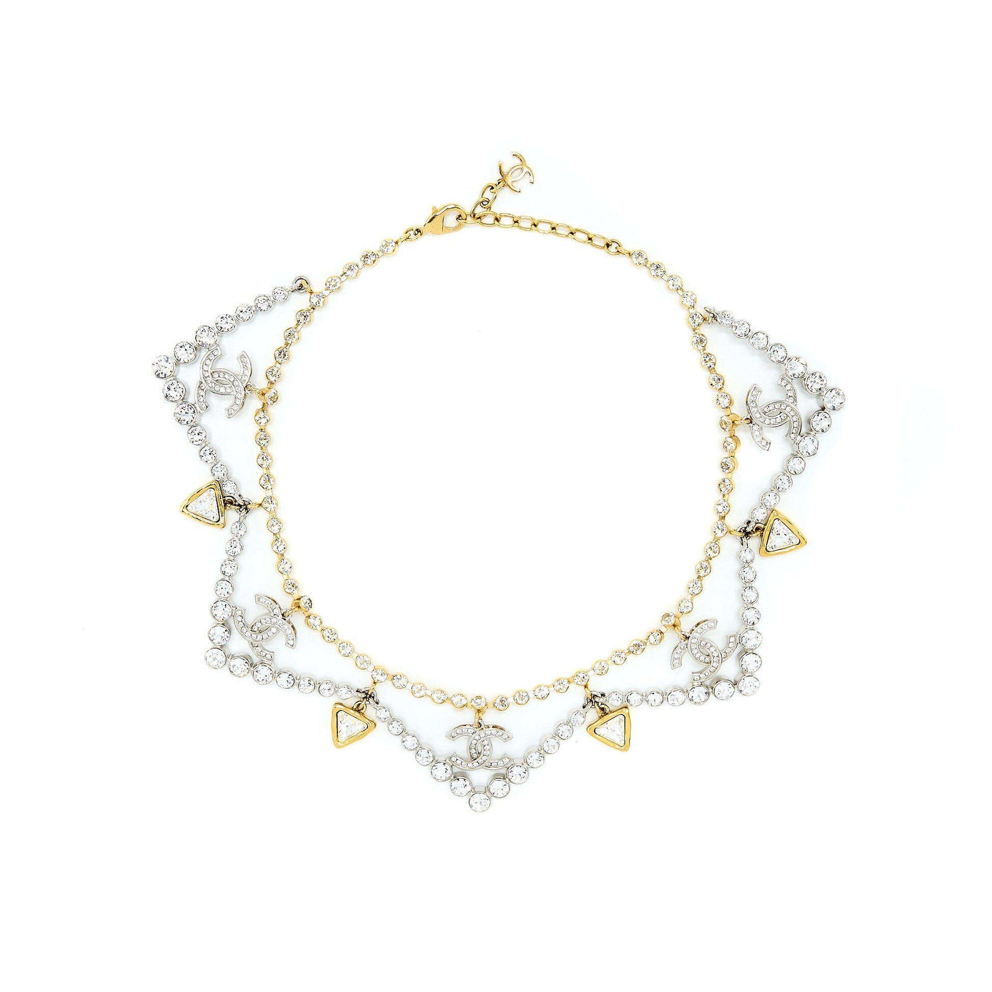 Chanel Crystal CC Choker Tone Gold Handbag