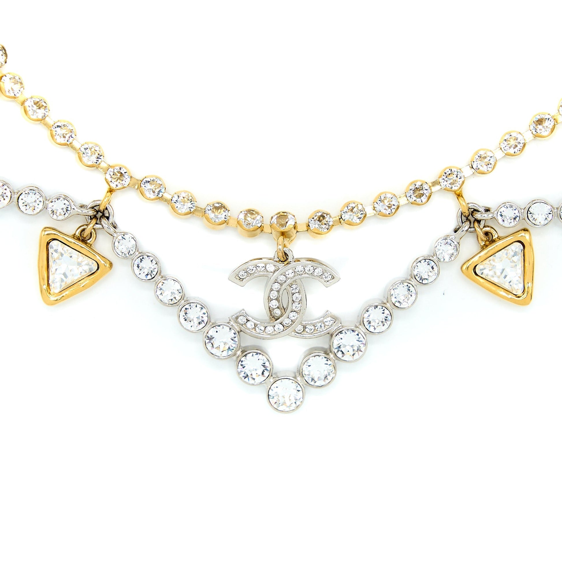 Chanel Crystal CC Choker Tone Gold Handbag