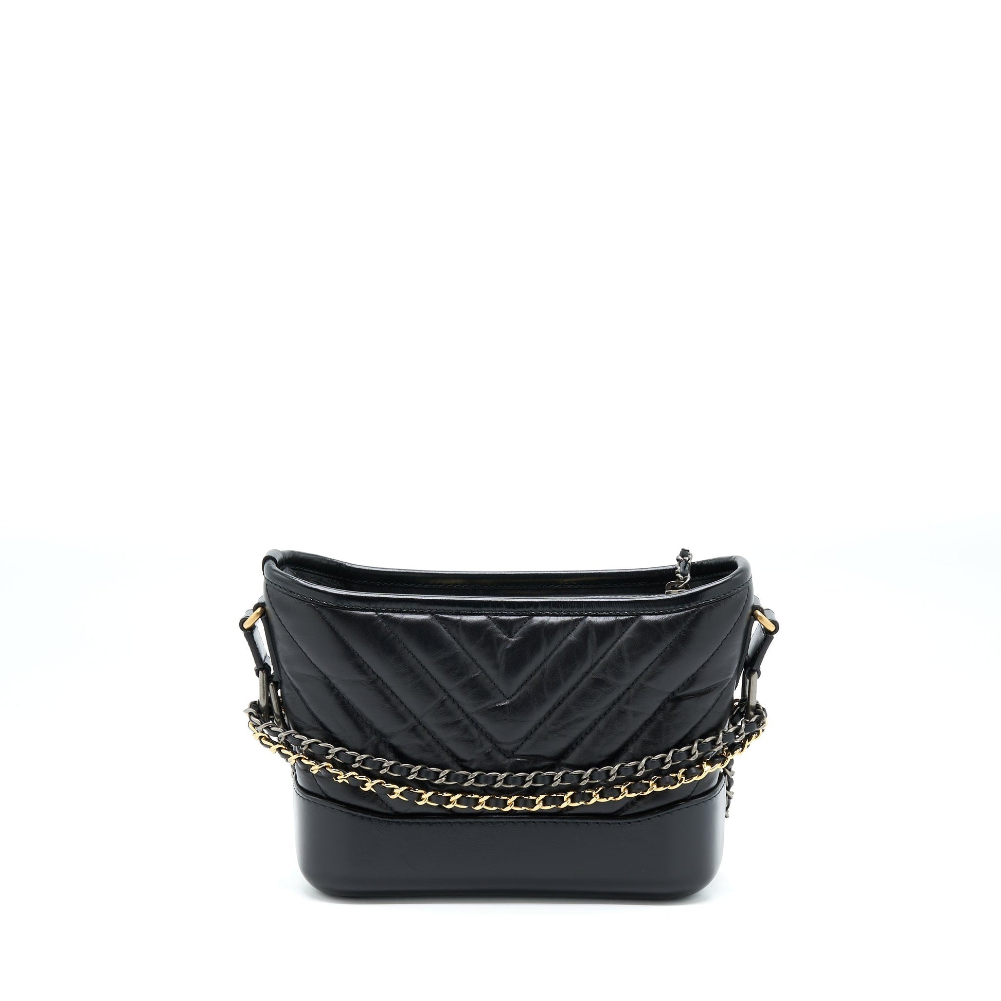 Chanel Chevron Gabrielle Hobo Hardware Multicolour Black Small Shoulder Bag