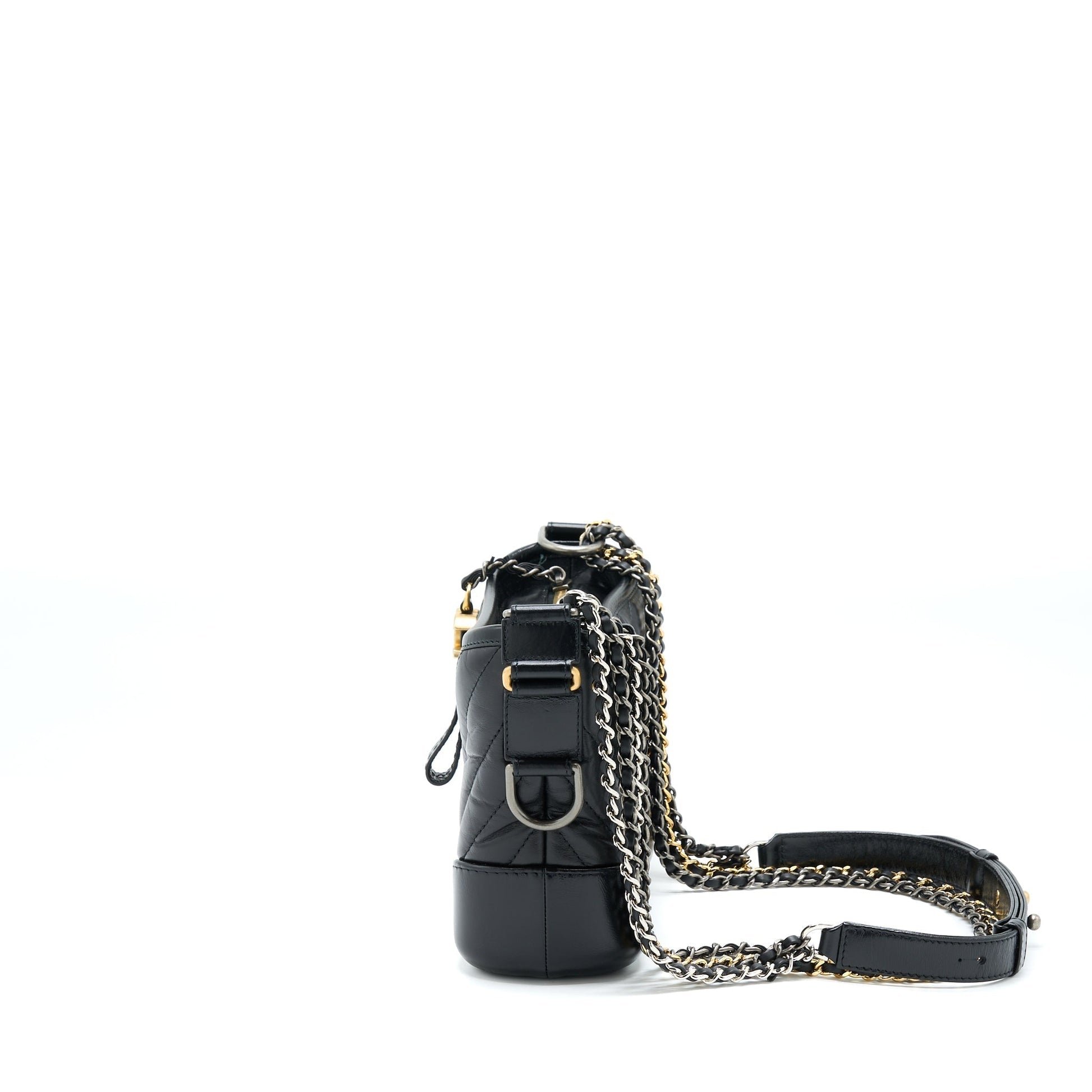 Chanel Chevron Gabrielle Hobo Hardware Multicolour Black Small Shoulder Bag