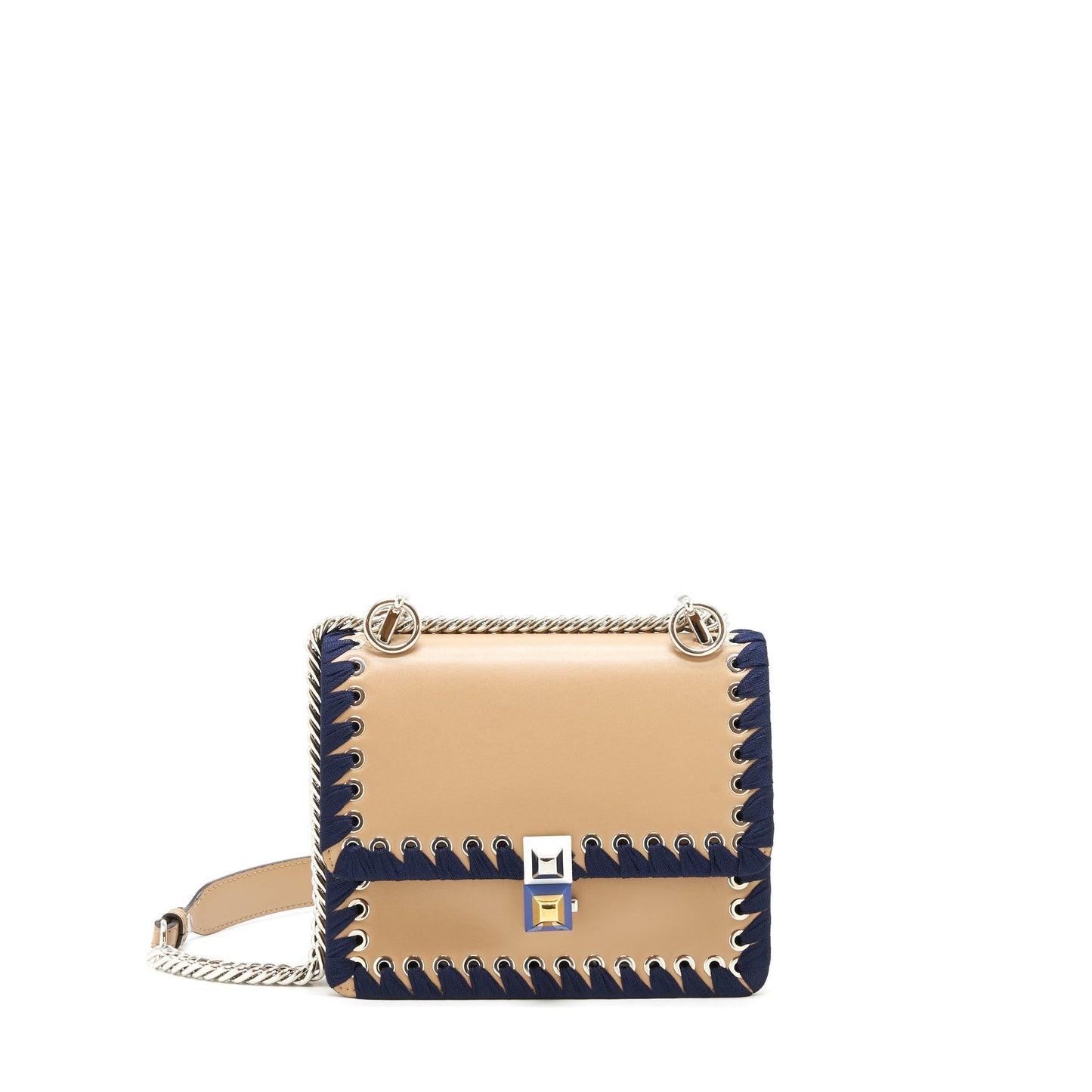 Fendi Kan Dark With Handbag Beige Navy Travel Bag