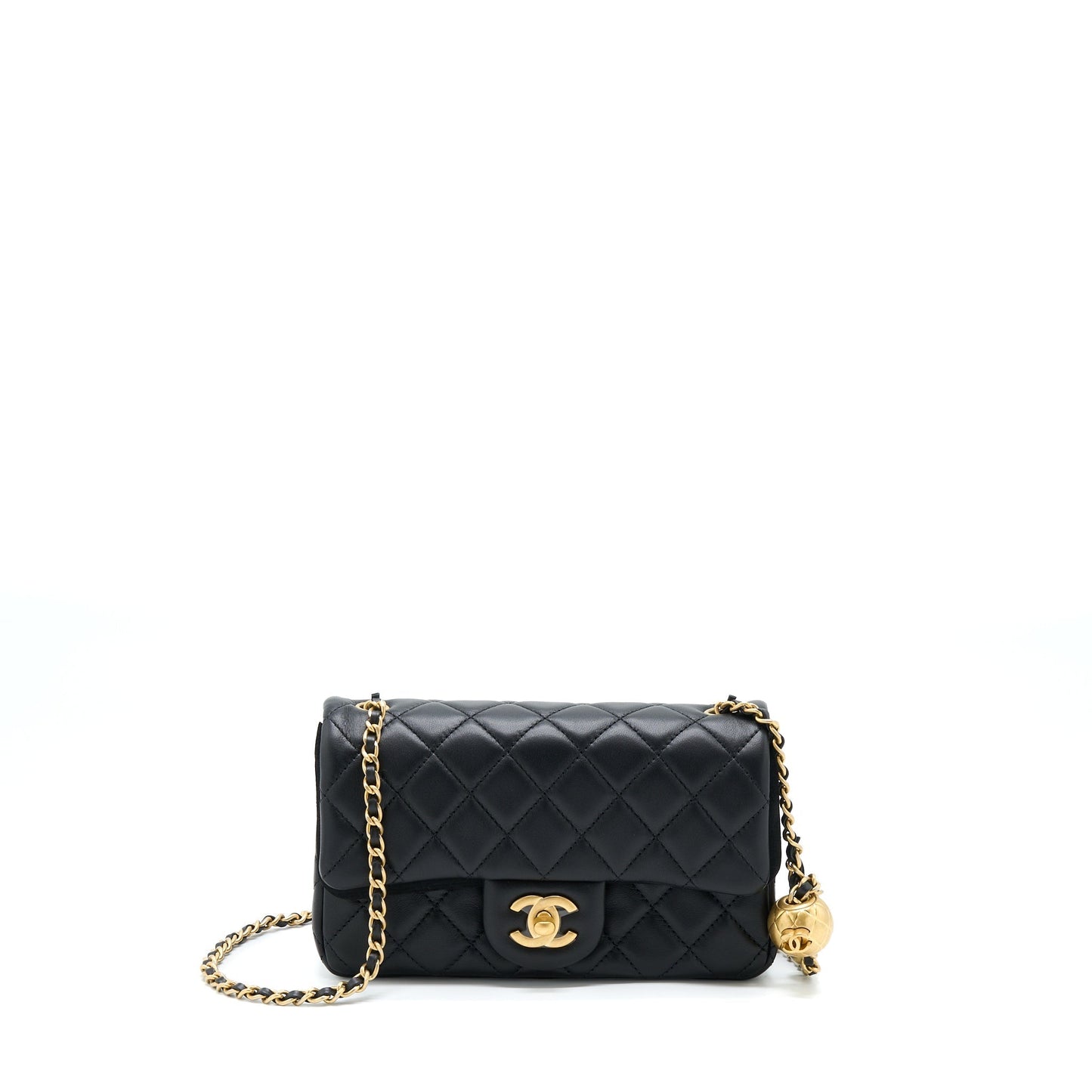 Chanel Pearl Crush Rectangular Lambskin GHW Microchip Black Mini Bag