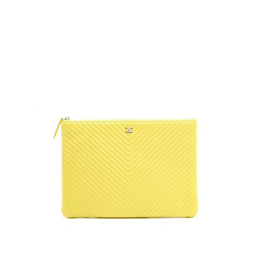 Chanel CHEVRON YELLOW SHW Clutch Bag