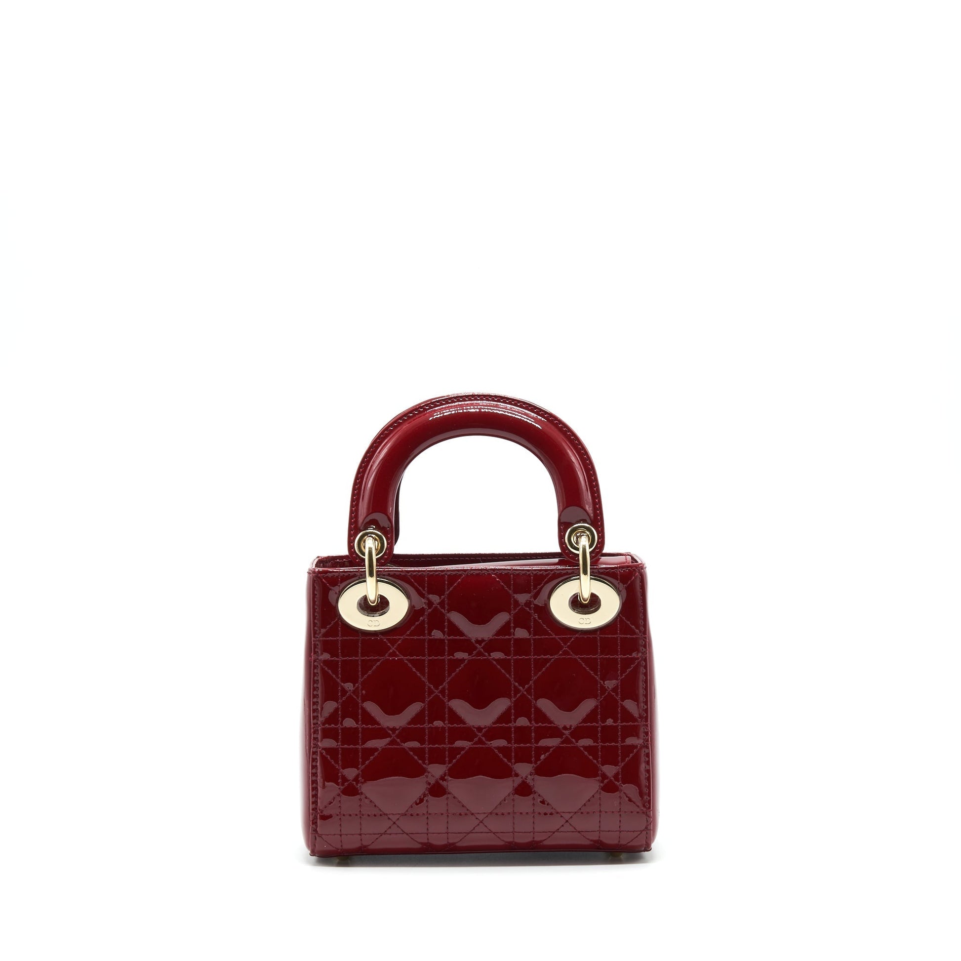 Dior Lady Patent Handbag Red Mini Travel Bag