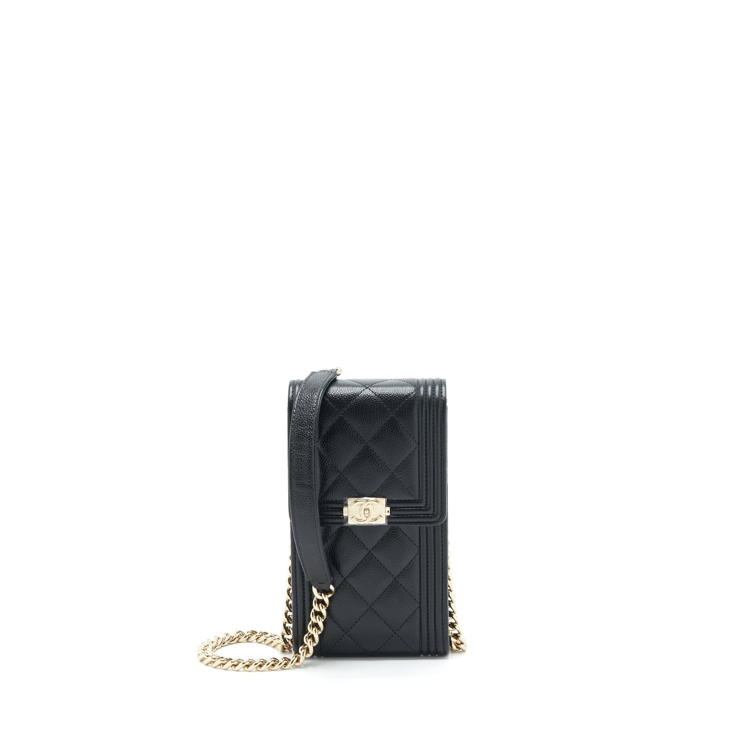 Chanel vertical boy flap phone caviar LGHW Black Handbag