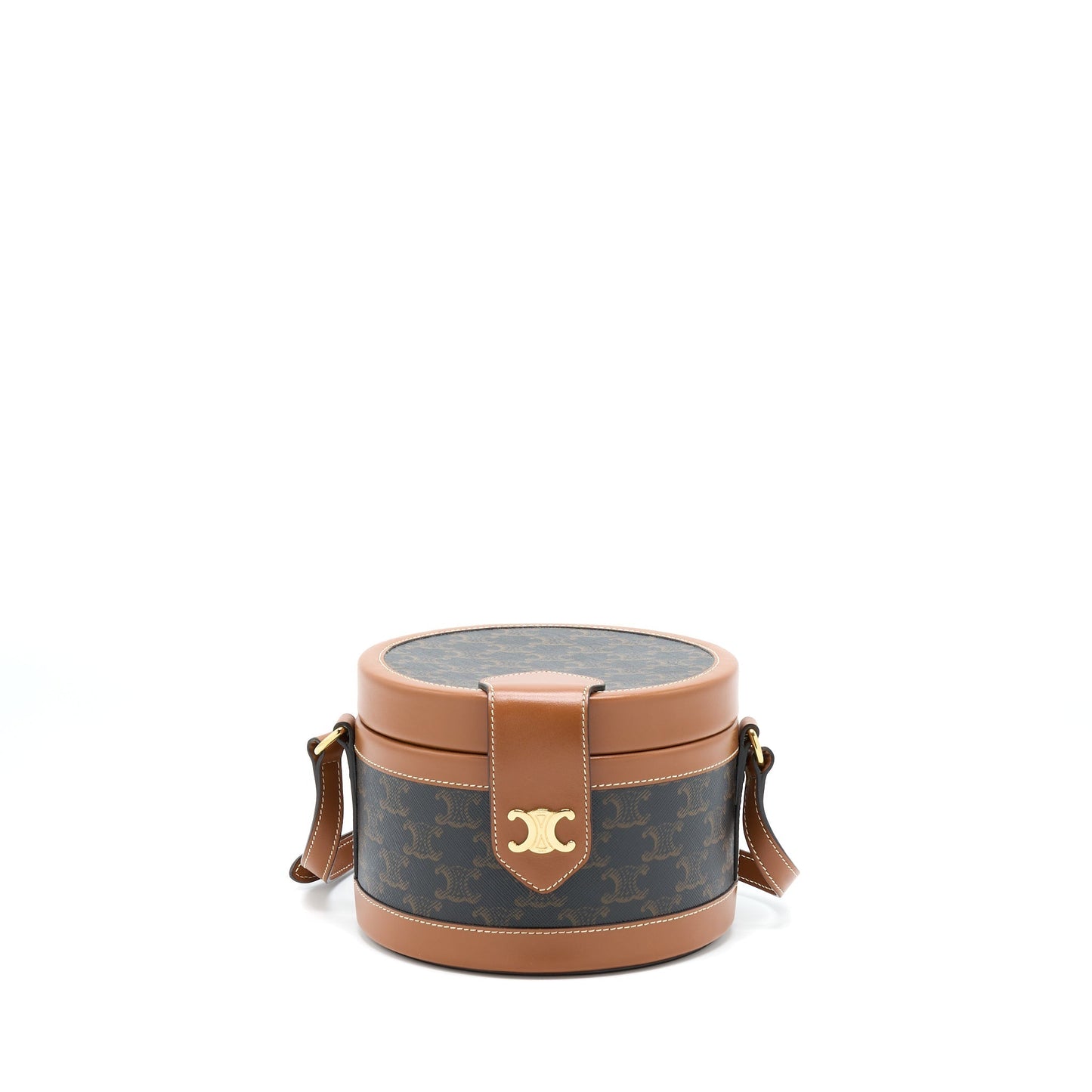 Celine Tambour Purse Triomphe And Calfskin Handbag Canvas Tan Travel Bag