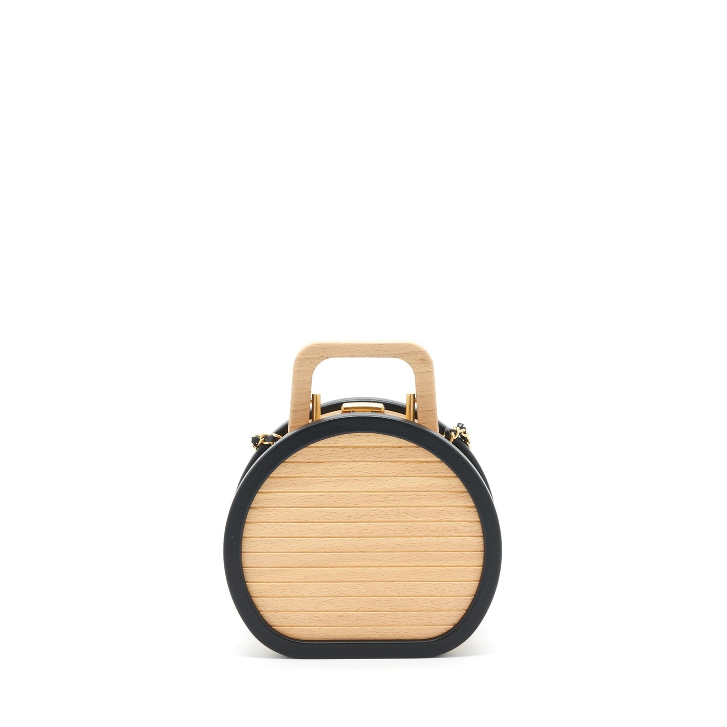 Chanel 22C vanity beech wood calfskin GHW Black Beige Small Handbag