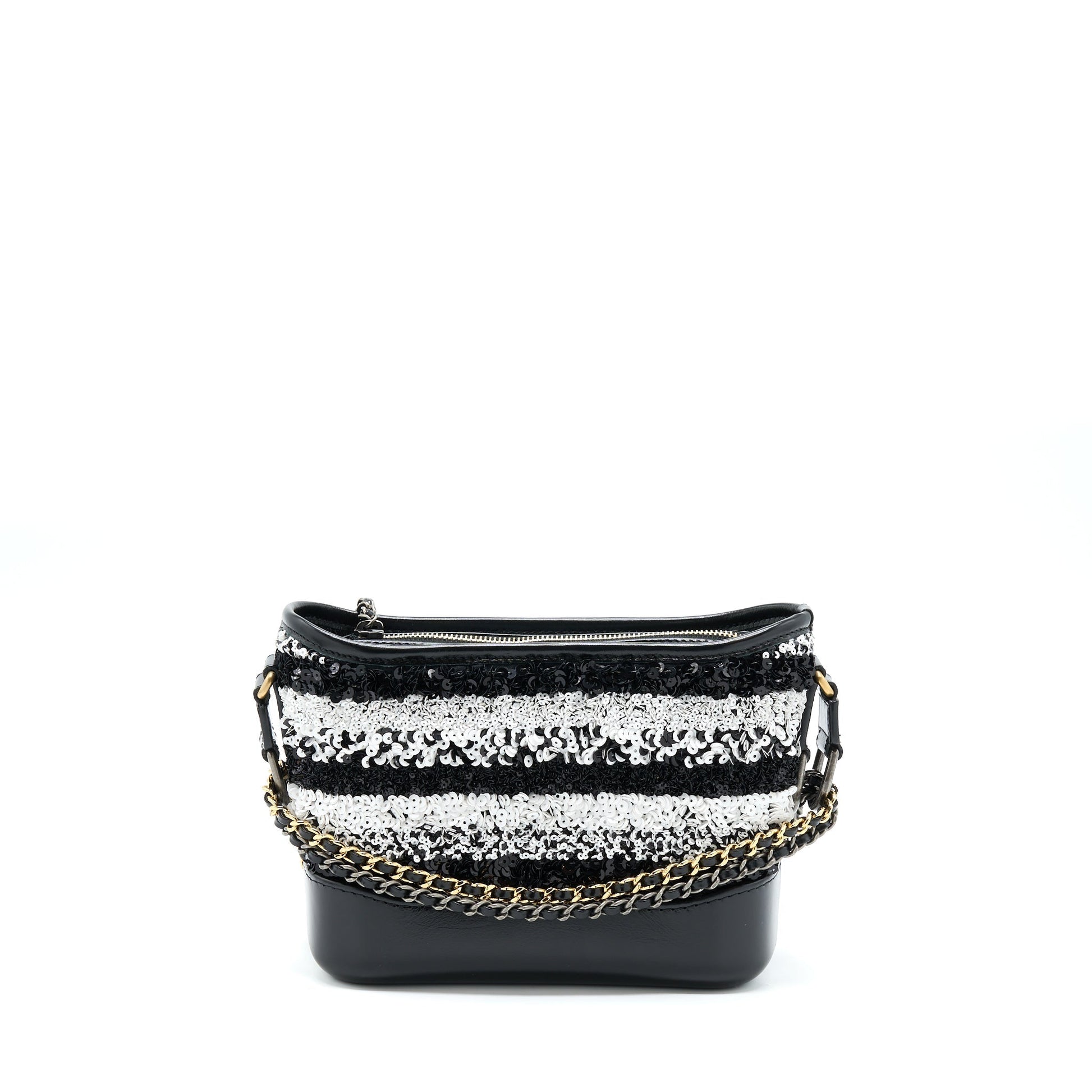 Chanel Gabrielle Hobo Sequins Hardware Multicolour Black White Small Shoulder Bag
