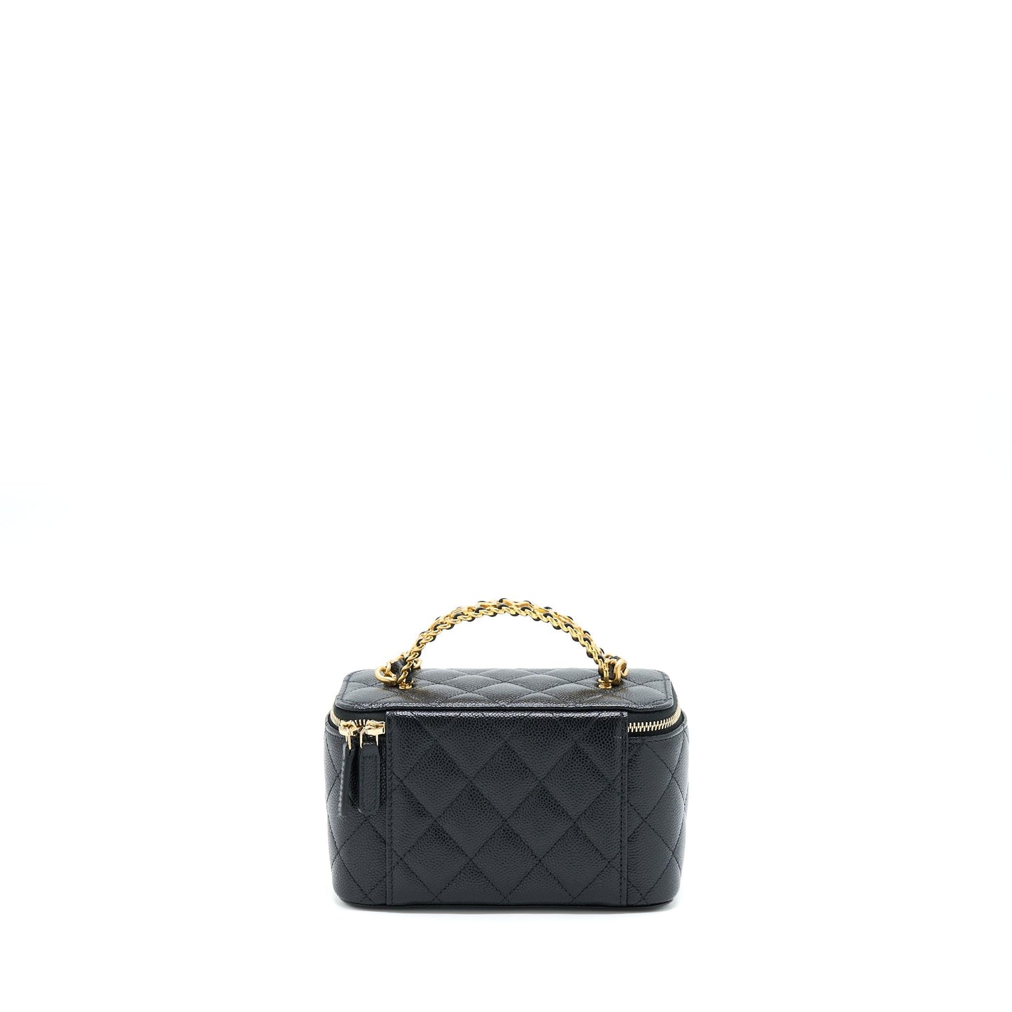 Chanel Letter Top Handle Long Vanity Caviar Black Handbag