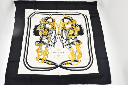 Hermes "Brides De Gala" Carre In Silk Handbag Black Travel Bag