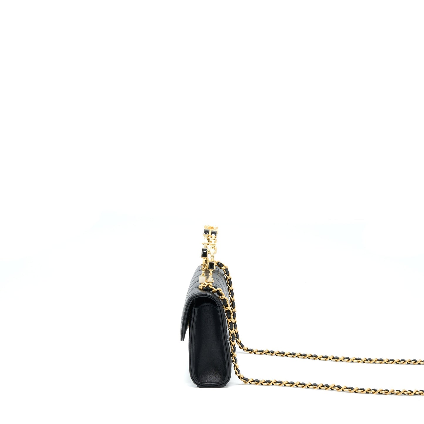 Chanel 22B Flap Enamel CC Logo Top Black Shoulder Bag Ghw 1