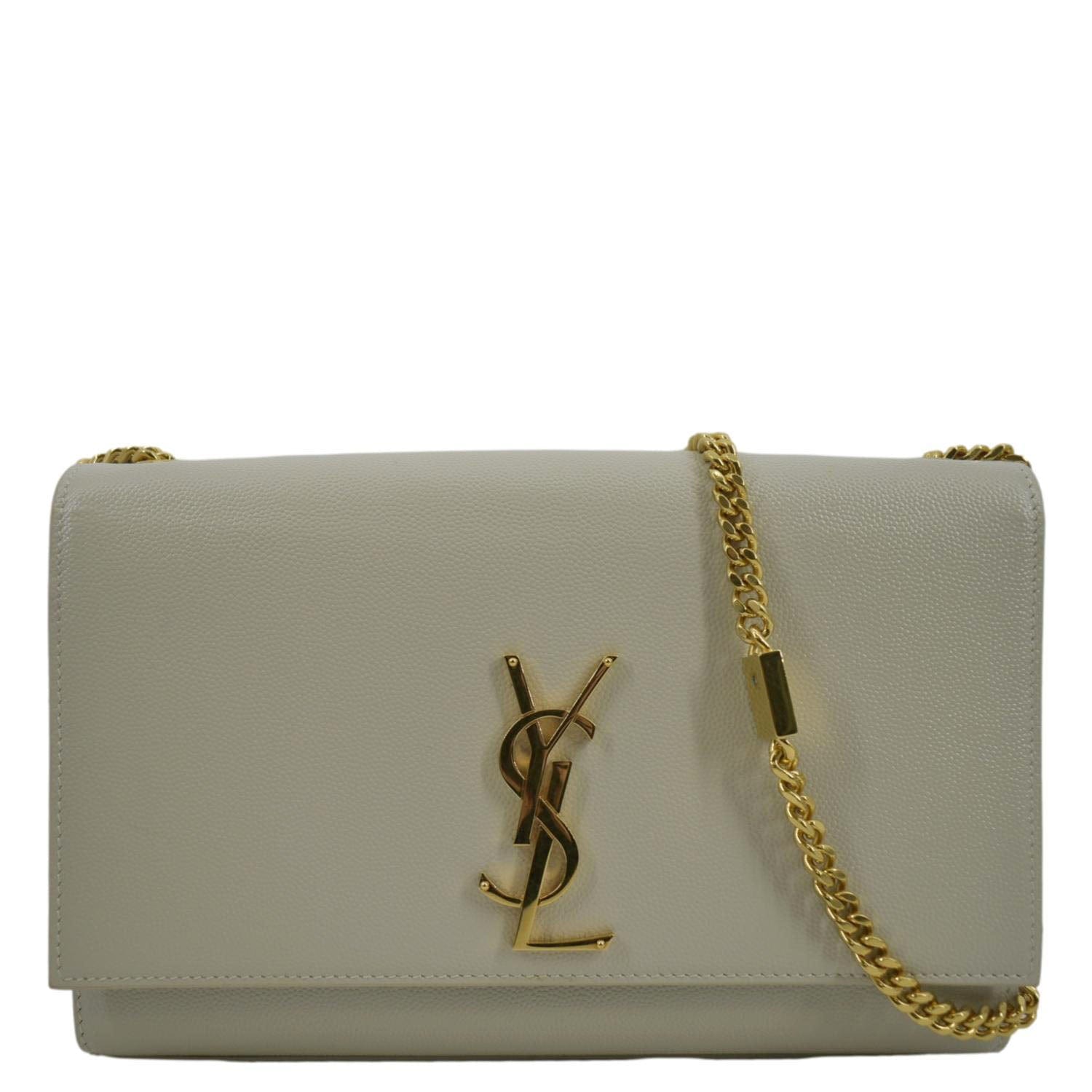 YSL Saint Laurent Saint Kate Clutch Crossbody Bag Leather White