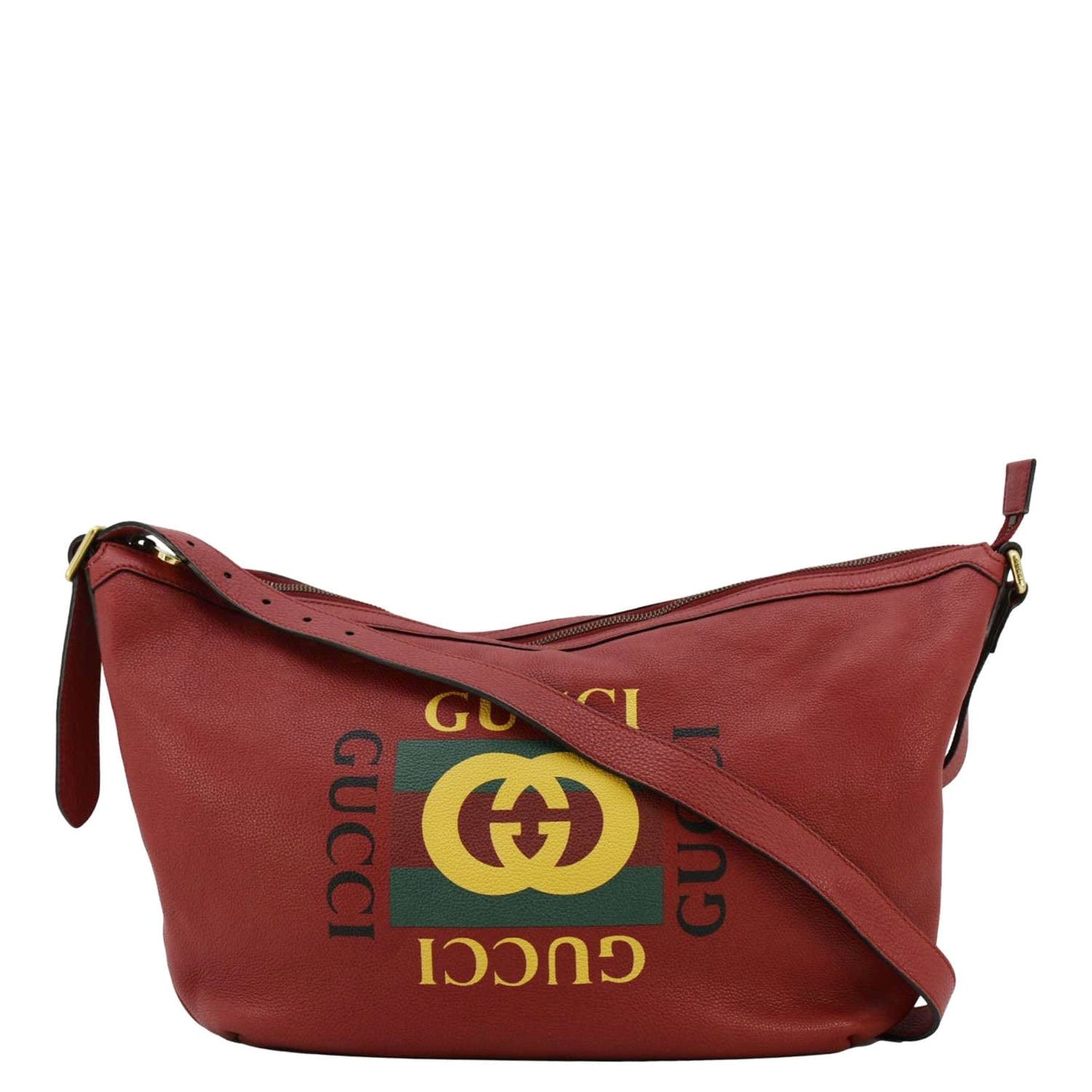 Gucci Half Moon Calfskin Hobo Shoulder Bag Leather Red