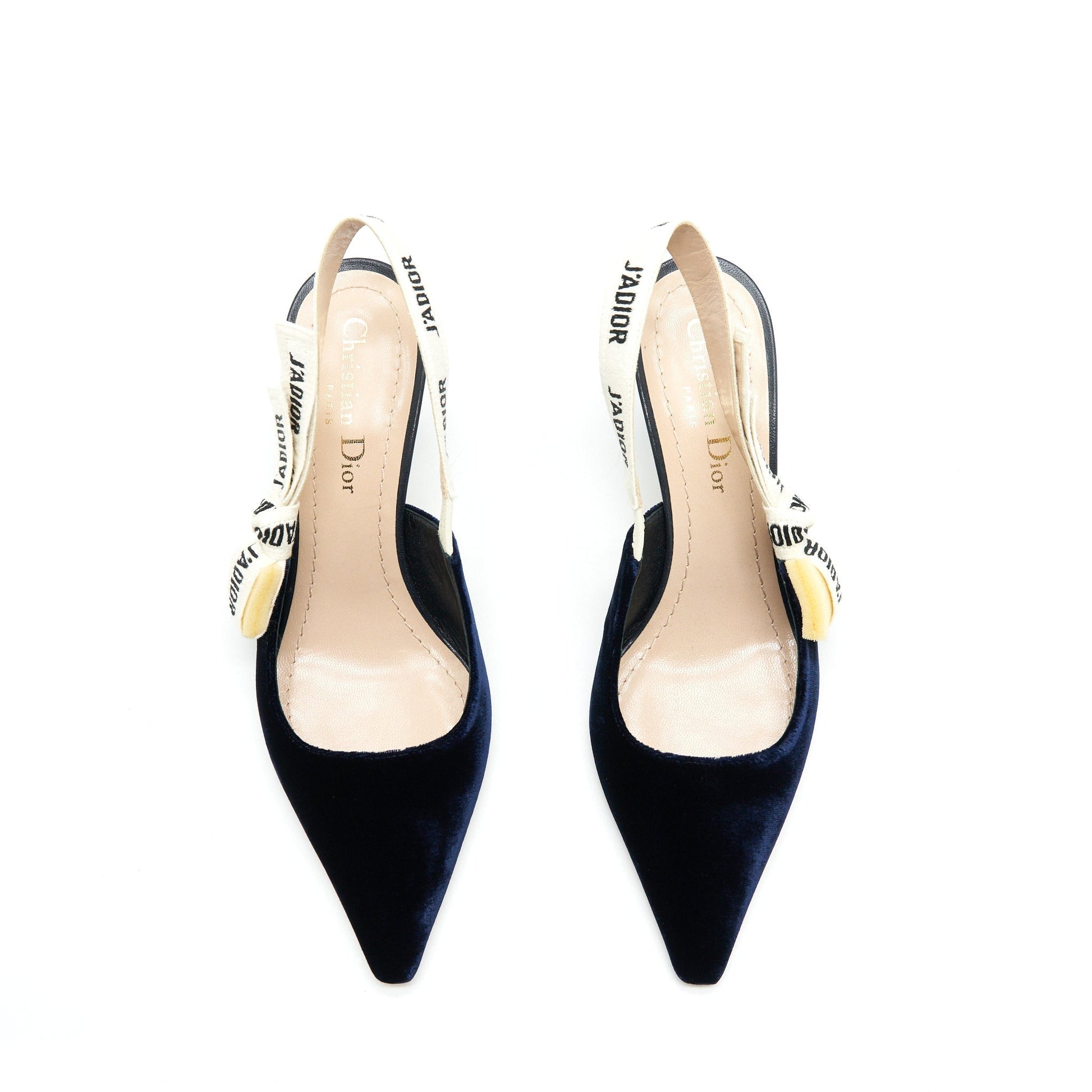 Dior Size Slingback Pump Velvet Navy Handbag Shoes