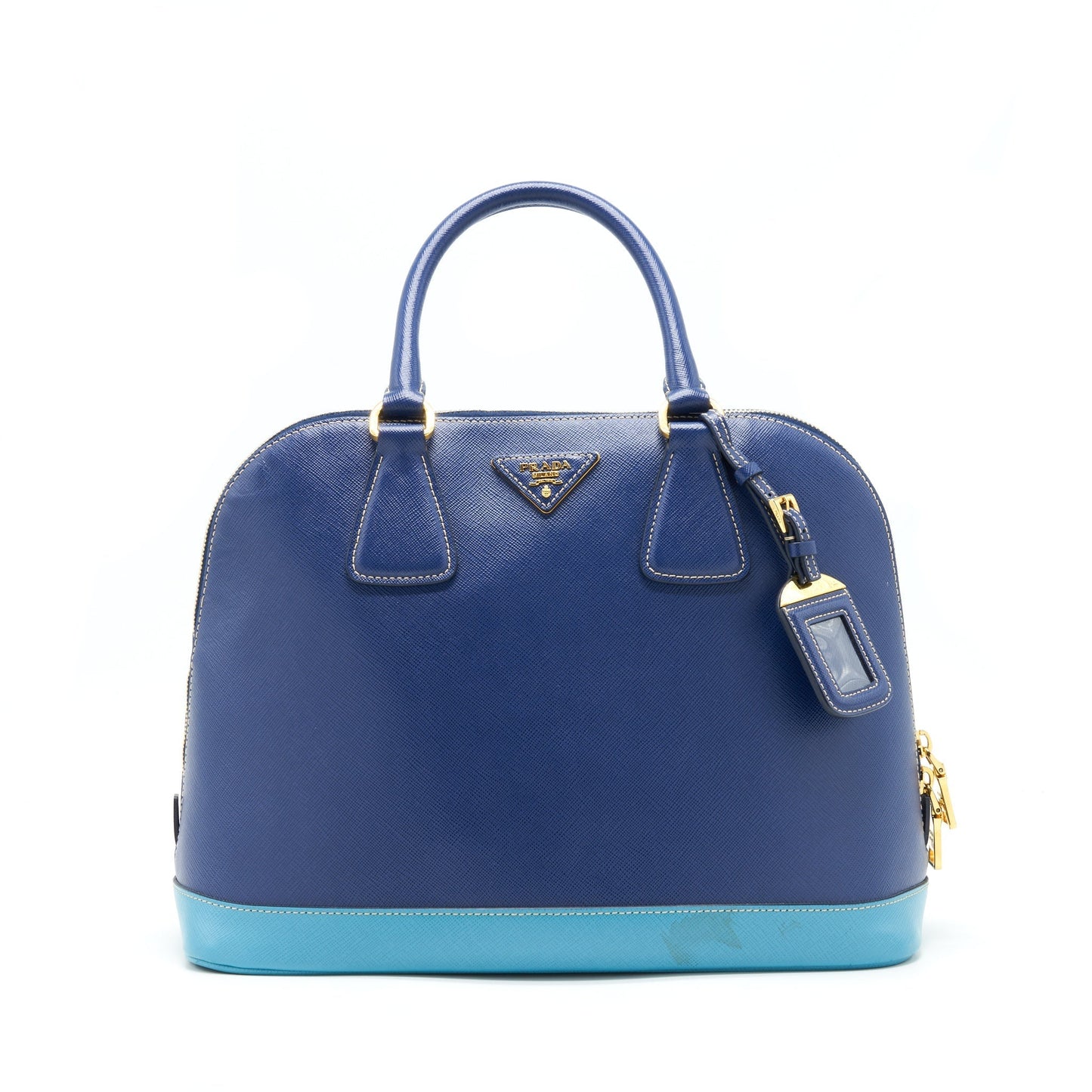 Prada Saffiano Lux Bi Colour Promenade Done Tote Blue Tote Bag