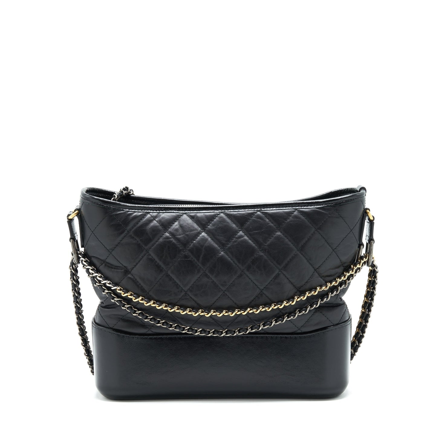 Chanel Hobo Gabrielle Sliver Hardware Black Gold Shoulder Bag