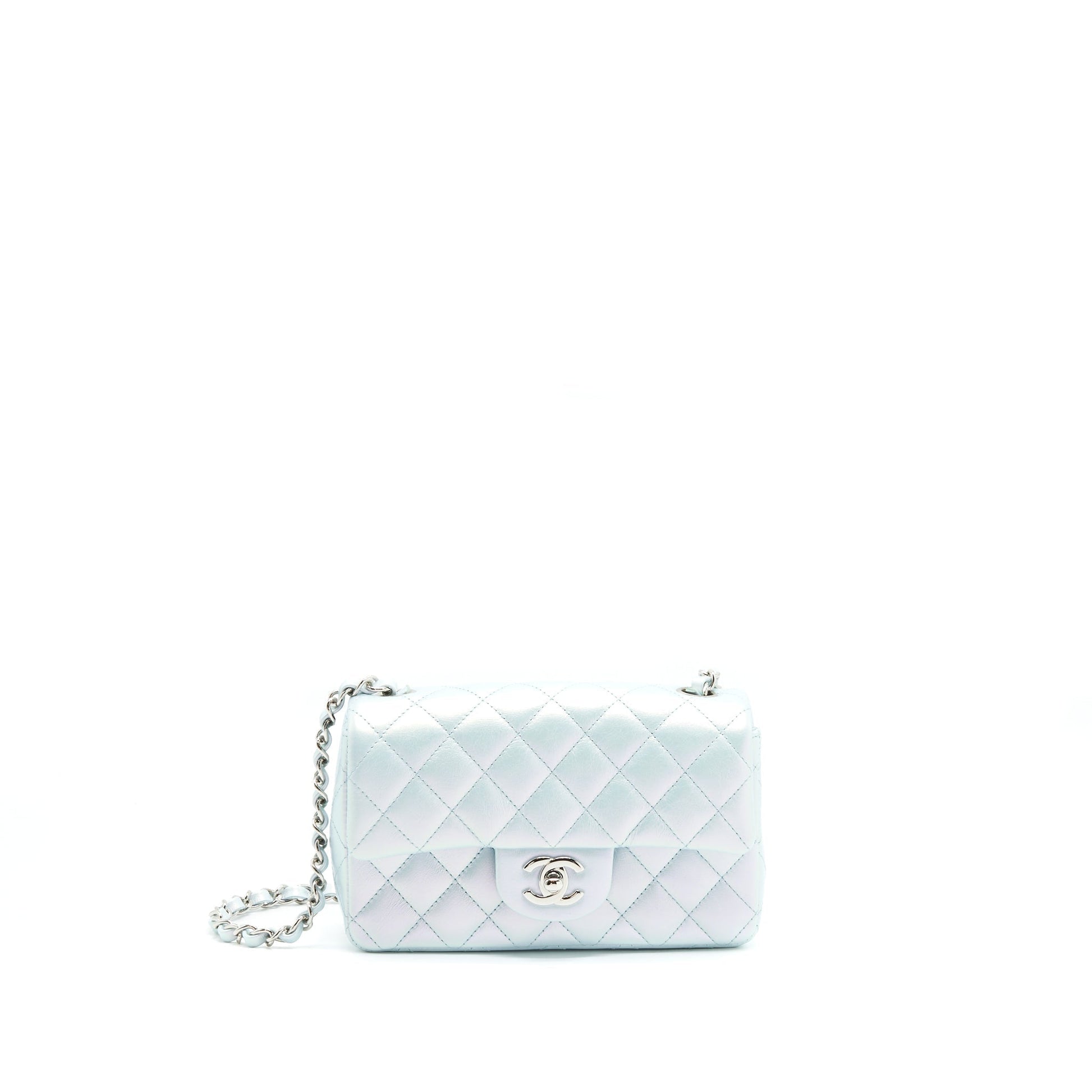 Chanel 21K Iridescent Baby Rectangular SHW Blue Mini Bag