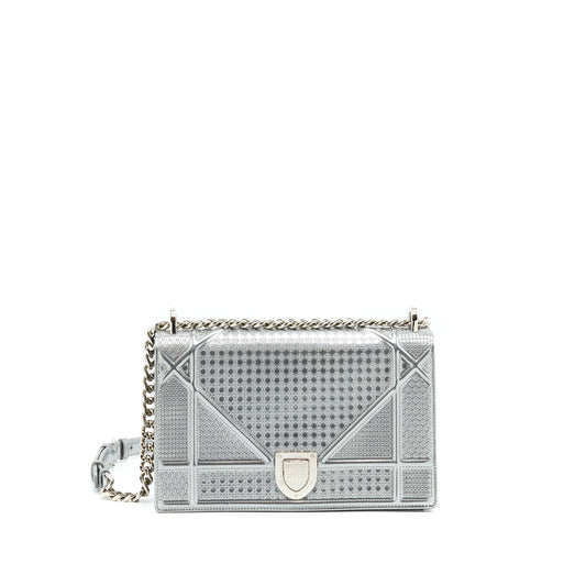 Dior ama Metallic Handbag Silver Medium Travel Bag