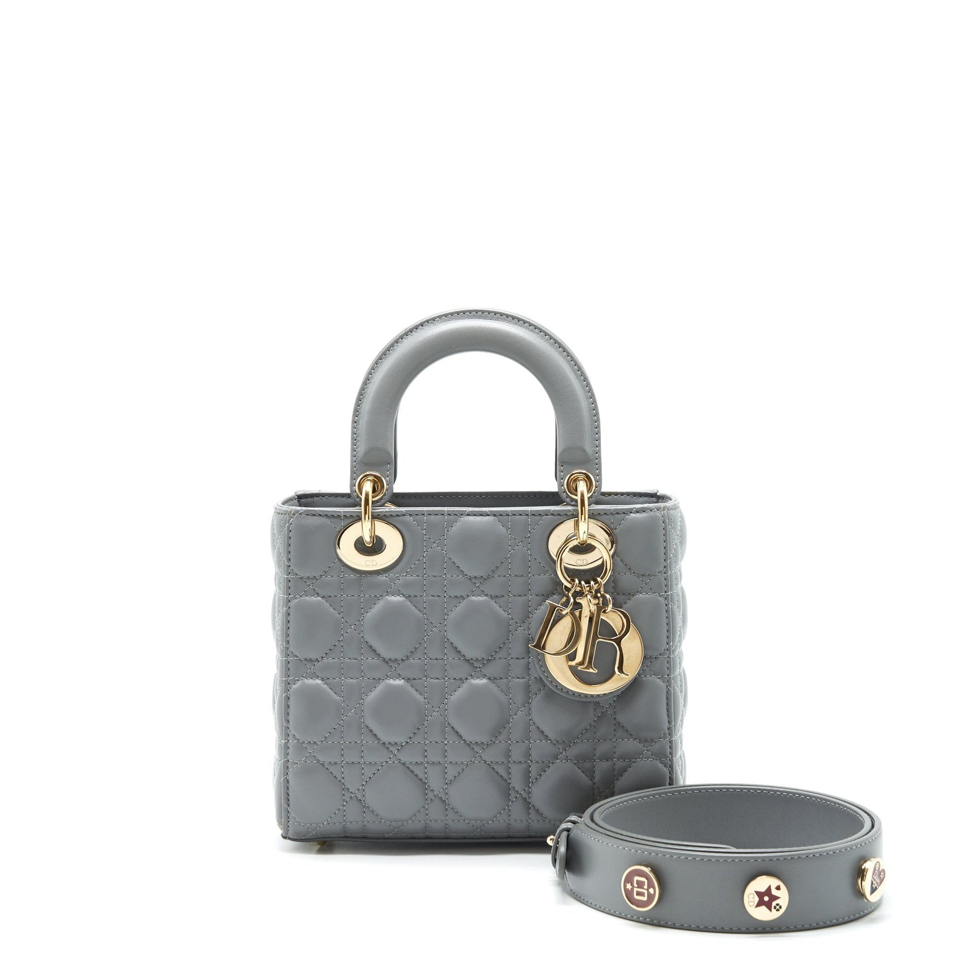 Dior Christian Lady Lambskin Grey Handbag Small Travel Bag