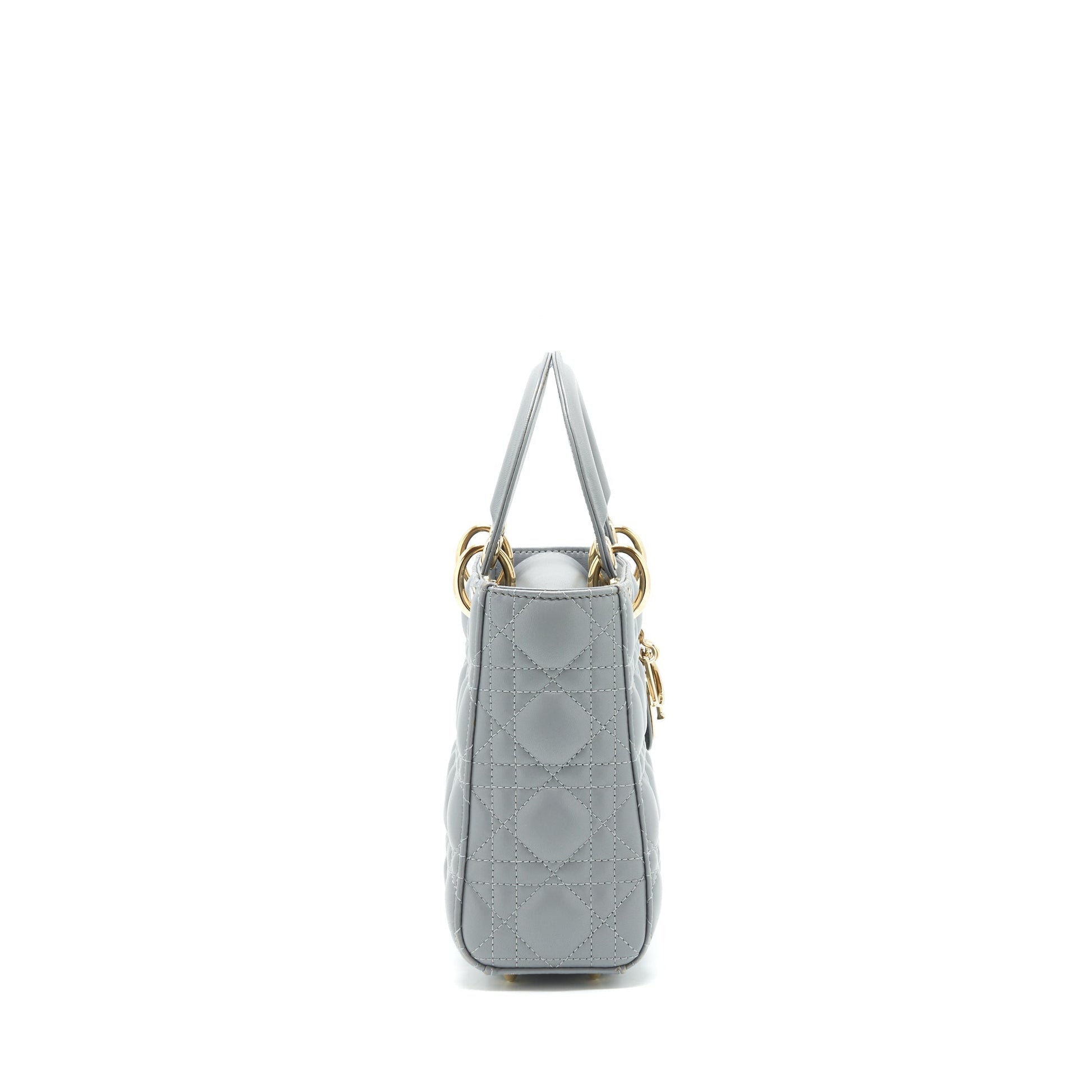 Dior Christian Lady Lambskin Grey Handbag Small Travel Bag