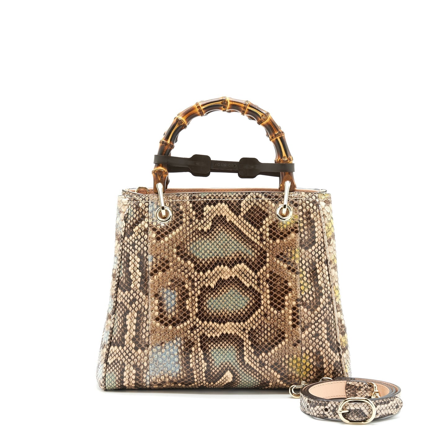 Gucci Python Bamboo Handle Diana Tote Bag Leather