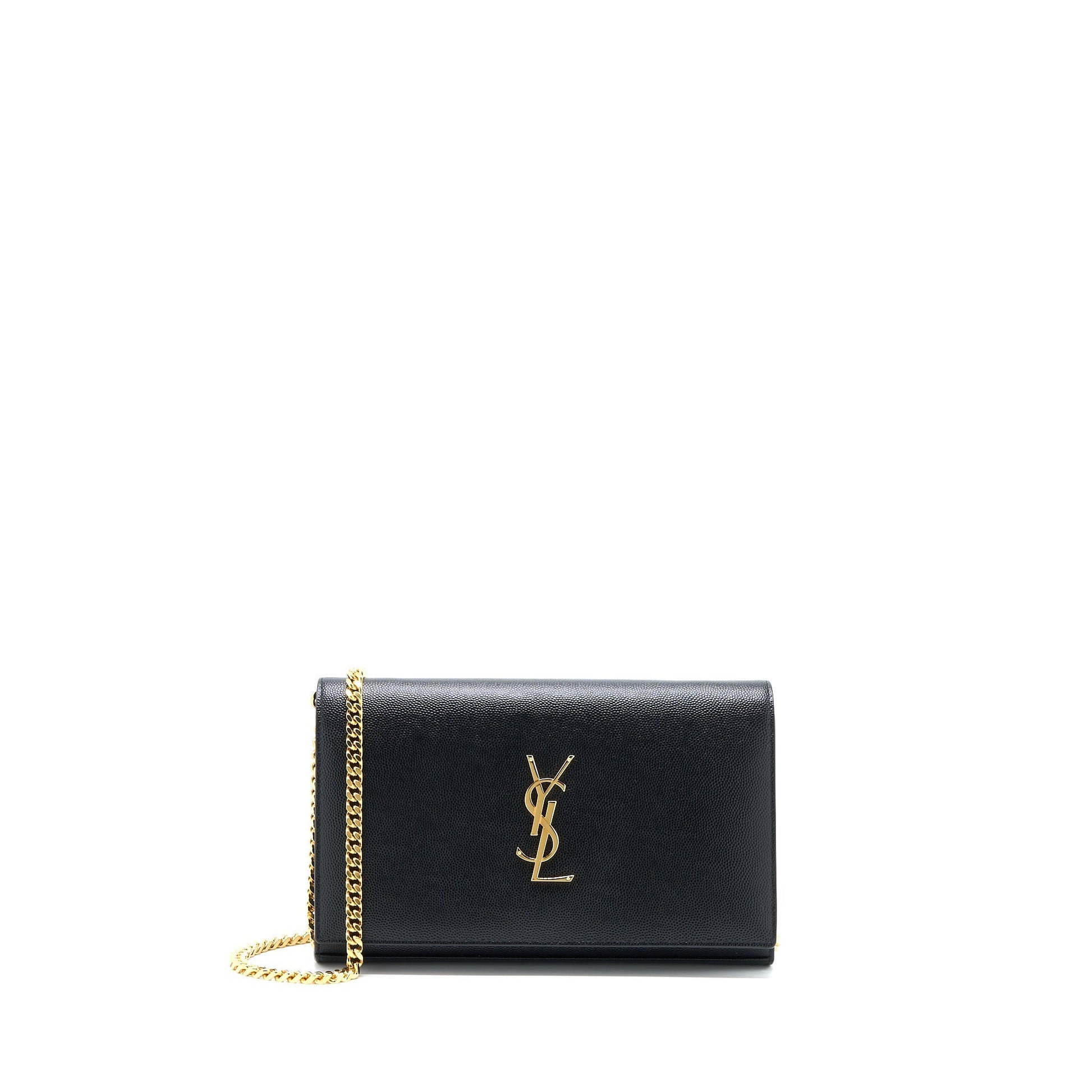 YSL Saint Laurent Kate Purse Grained Calfskin Travel Bag Black